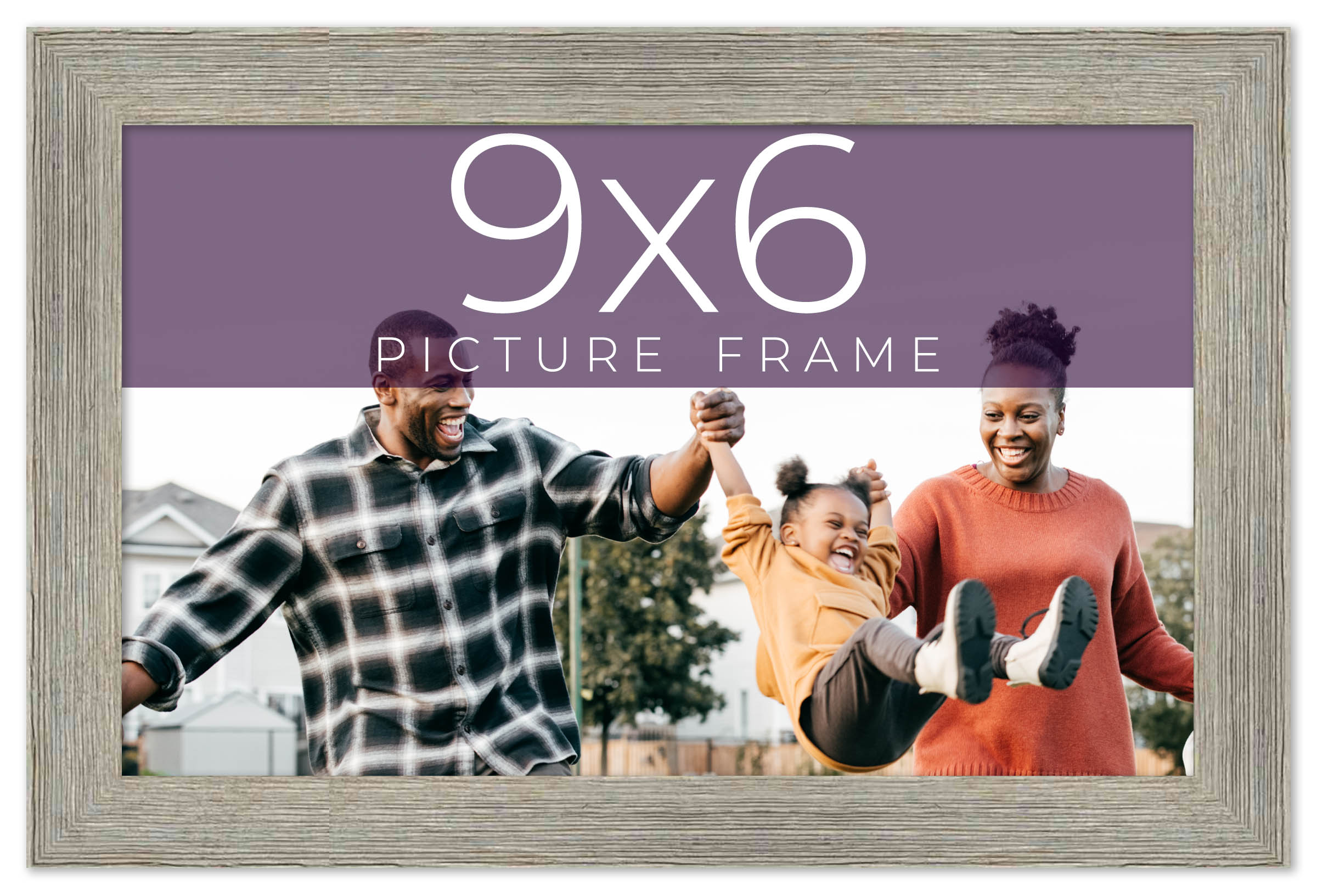 9×6 Frame Grey Real Wood Picture Frame Width 1.5 Inches | Interior Frame Depth 0