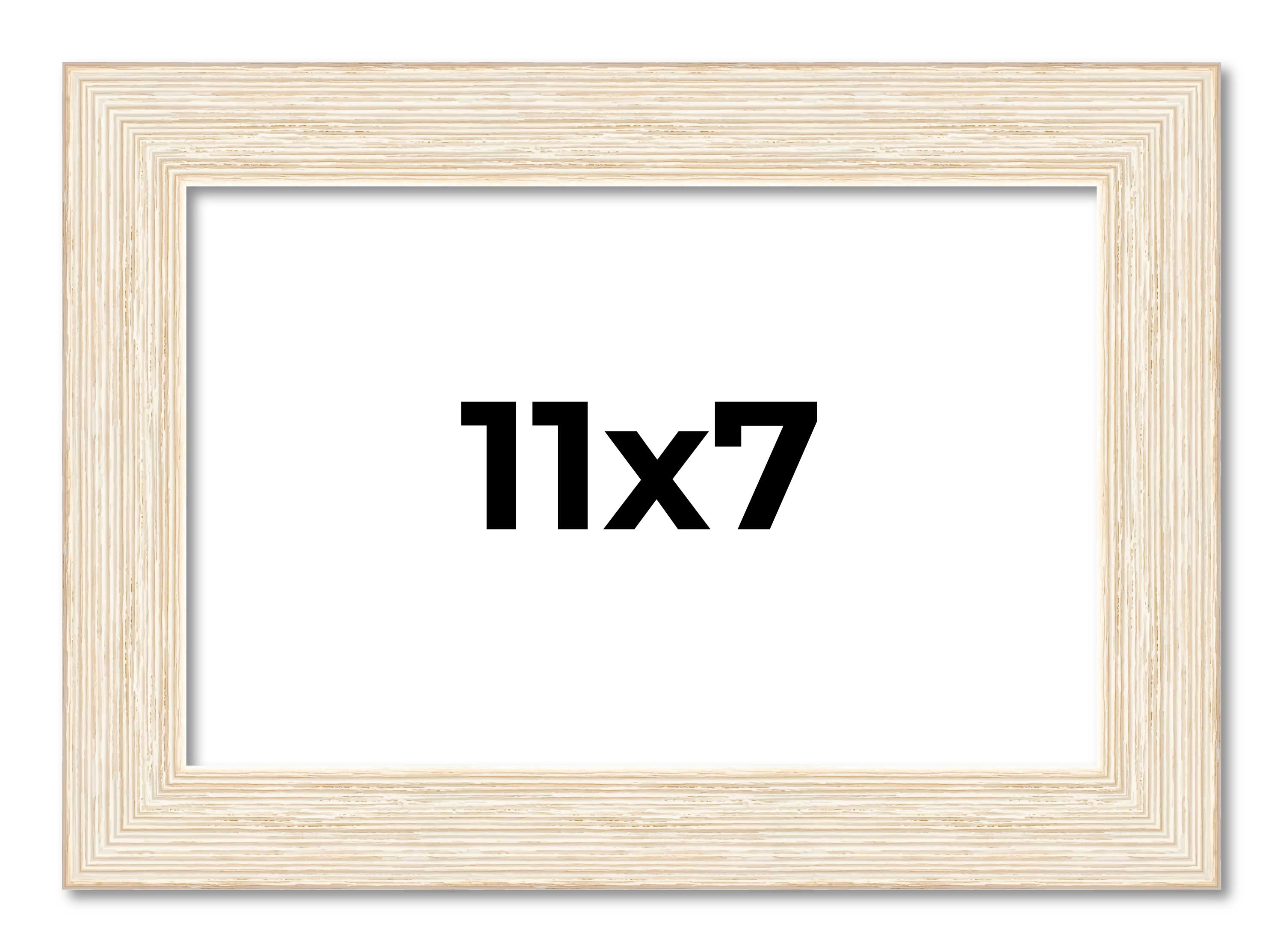11×7 Frame White Real Wood Picture Frame Width 1.5 inches | Interior Frame Depth