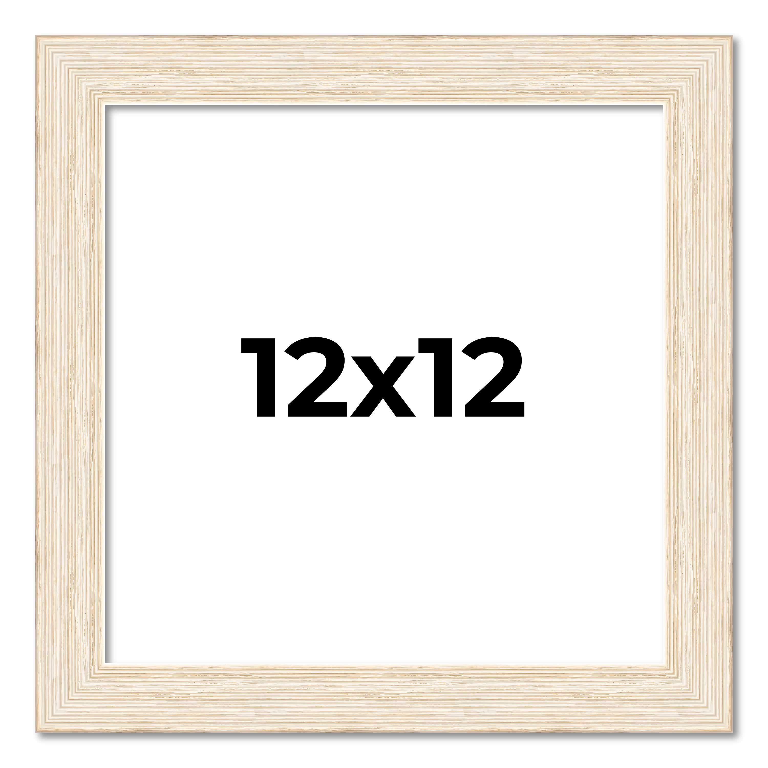 12×12 Frame White Real Wood Picture Frame Width 1.5 inches | Interior Frame Dept