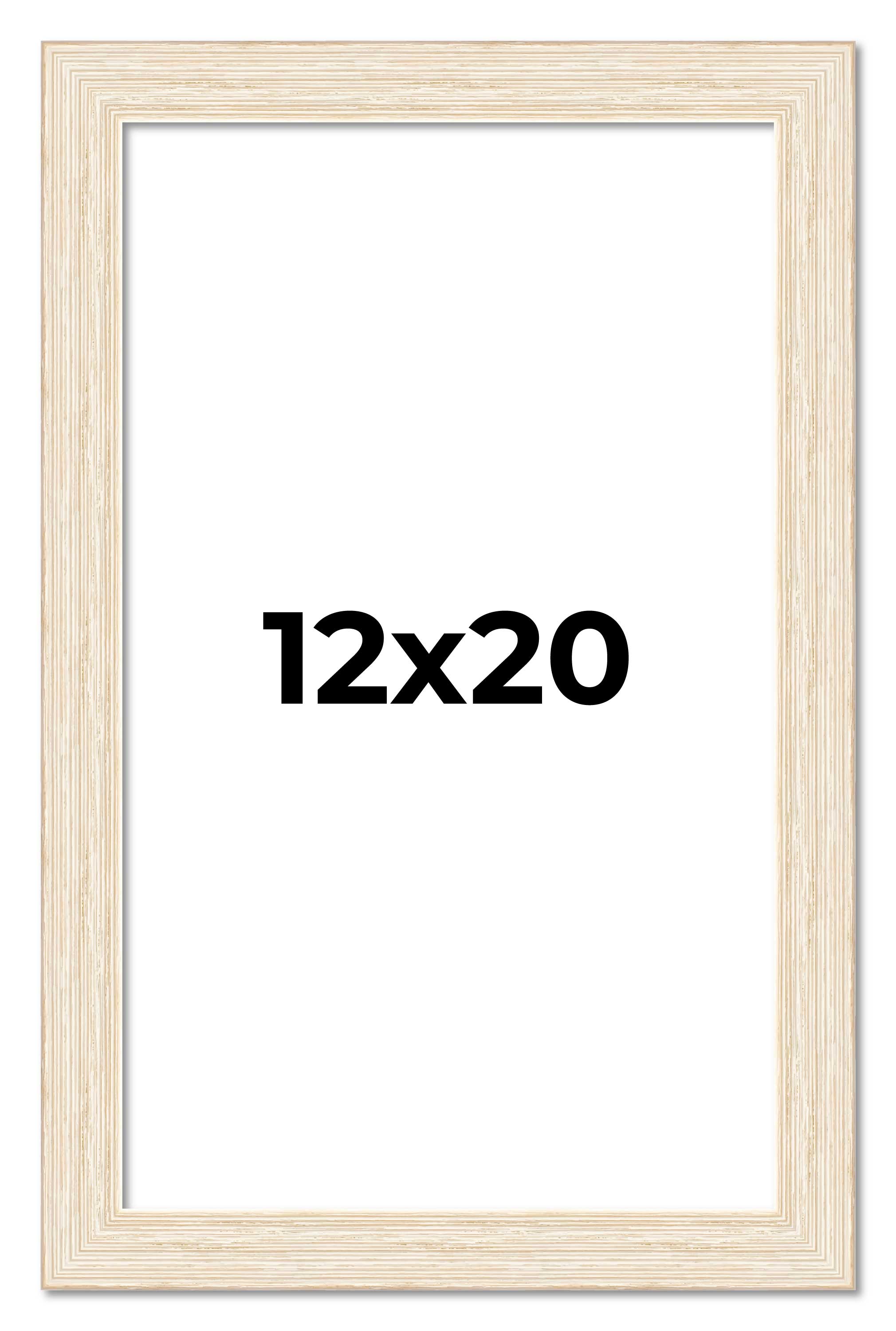 12×20 Frame White Real Wood Picture Frame Width 1.5 inches | Interior Frame Dept