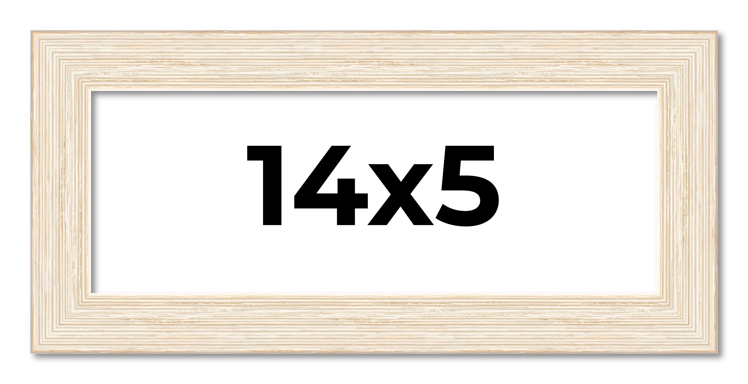 14×5 Frame White Barnwood Picture Frame Modern Photo Frame UV Acrylic, Acid Free