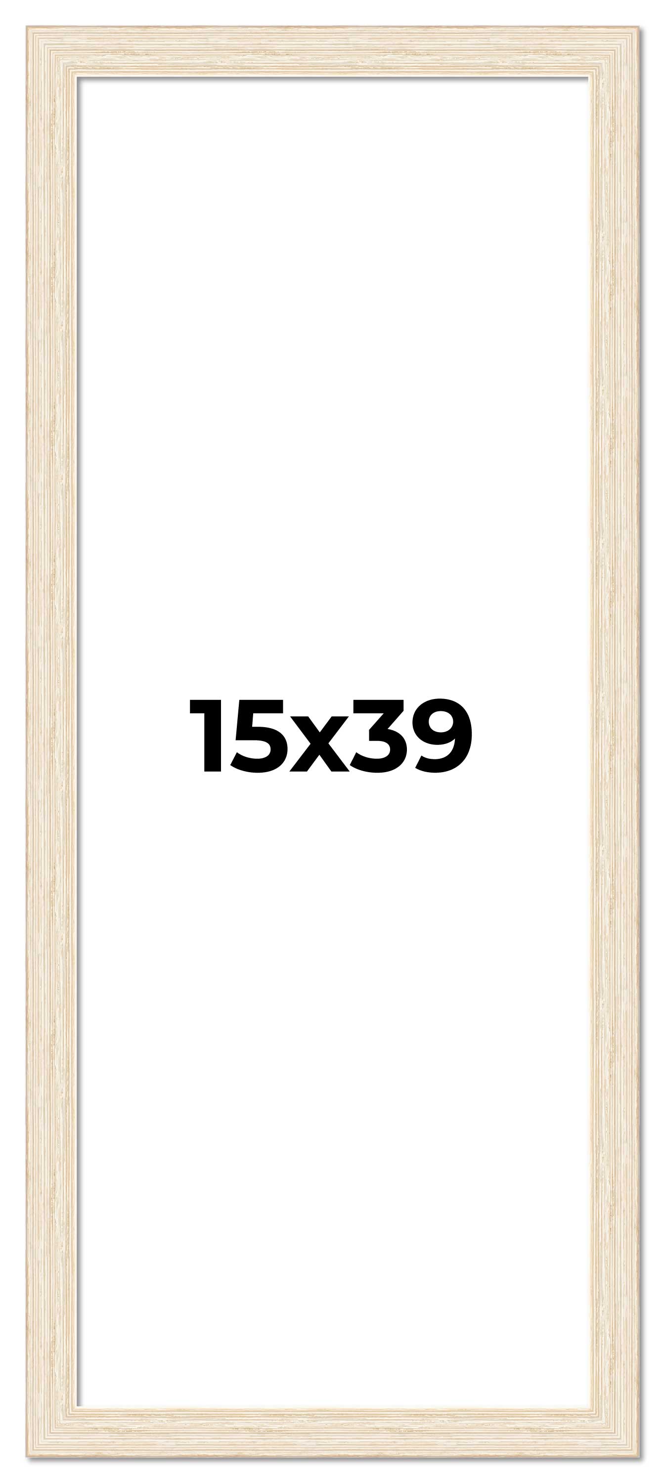 15×39 Frame White Real Wood Picture Frame Width 1.5 inches | Interior Frame Dept