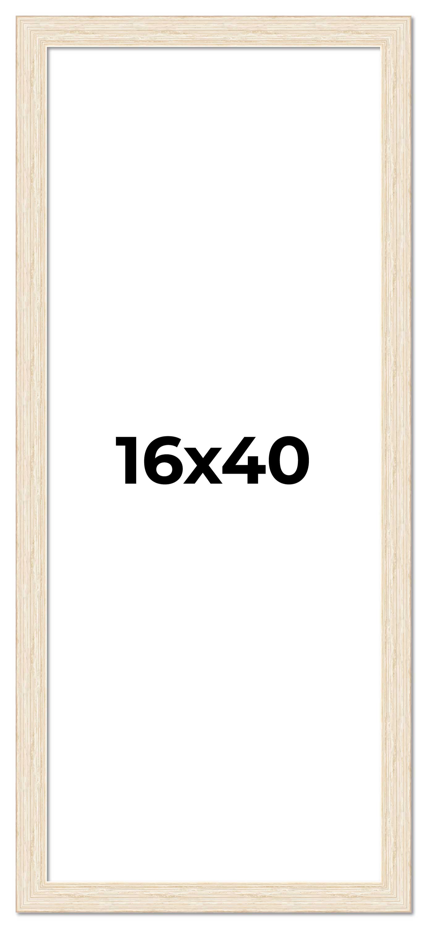 16×40 Frame White Real Wood Picture Frame Width 1.5 inches | Interior Frame Dept