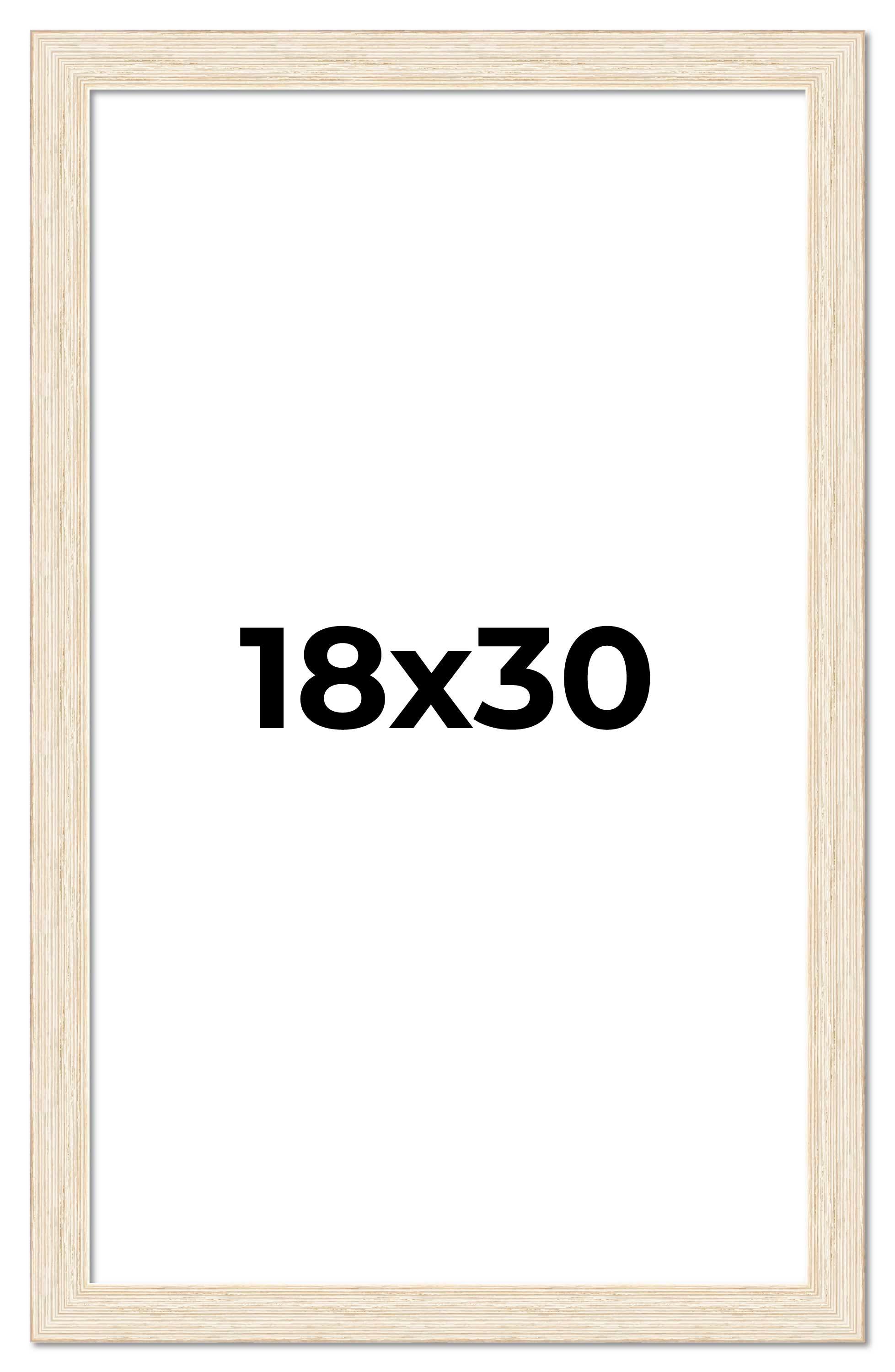 18×30 Frame White Real Wood Picture Frame Width 1.5 inches | Interior Frame Dept