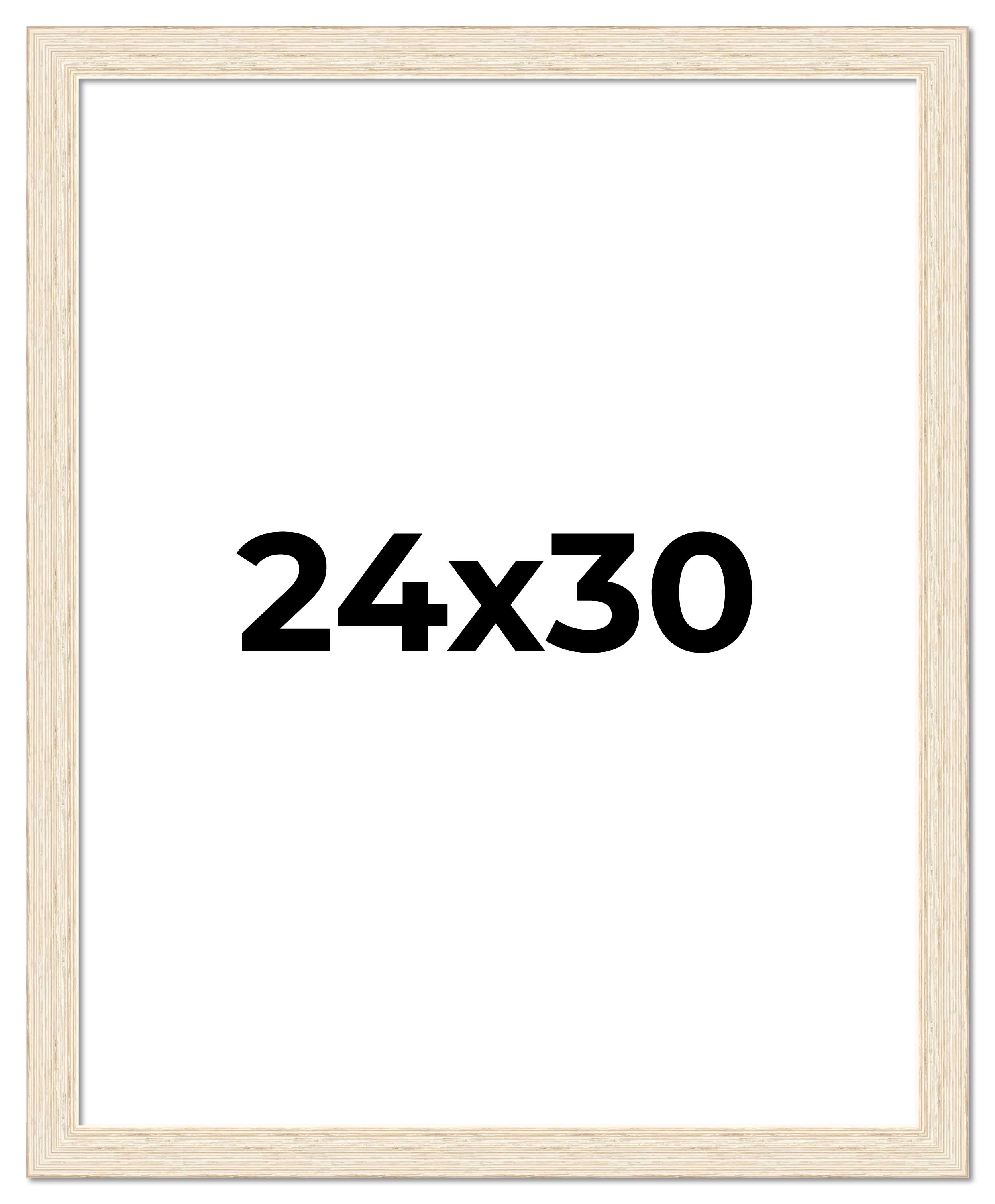 24×30 Frame White Real Wood Picture Frame Width 1.5 inches | Interior Frame Dept