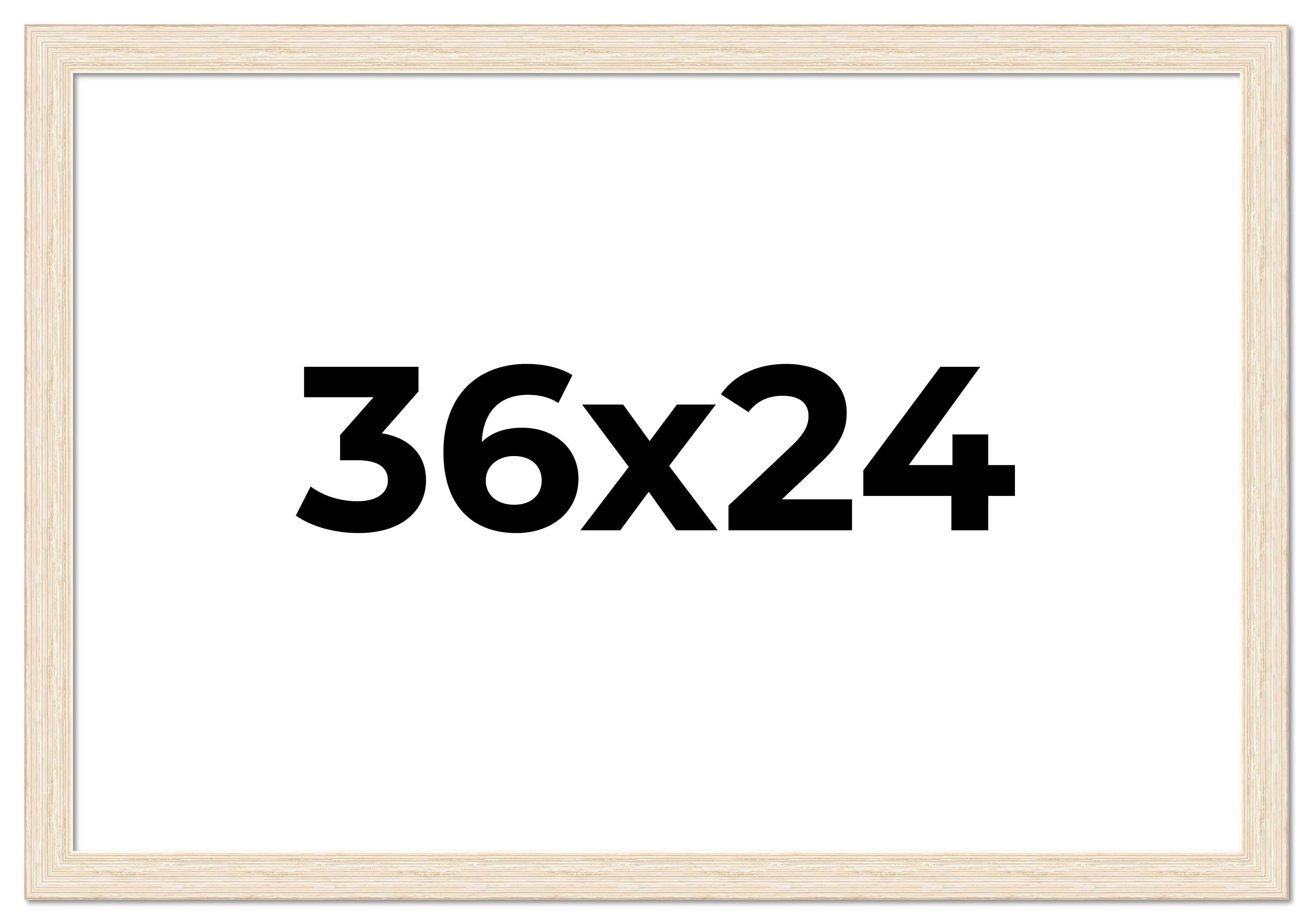36x24 Frame White Real Wood Picture Frame Width 1.5 inches | Interior Frame Dept
