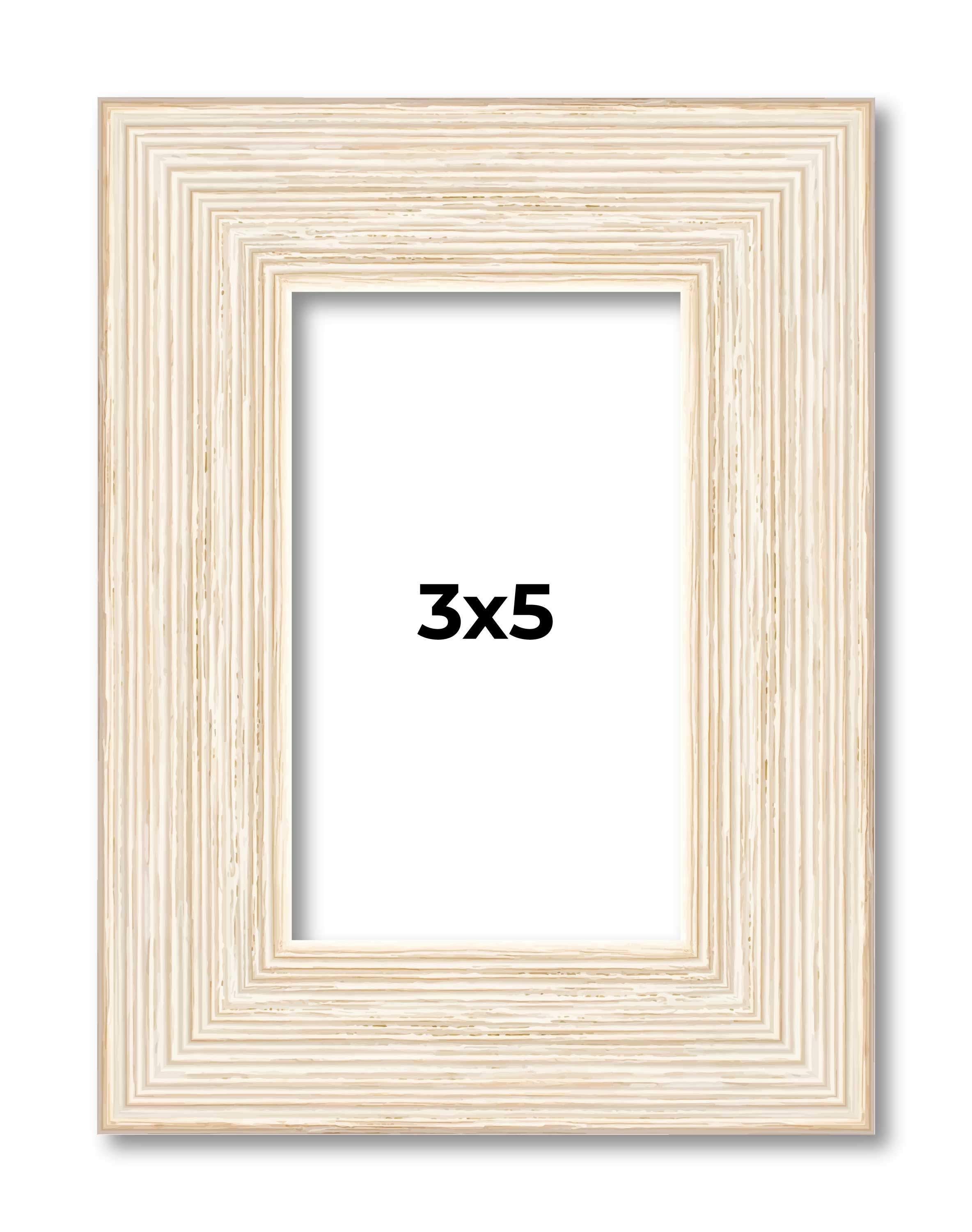 3x5 In Frame White Real Wood Picture Frame Width 1.5 inches | Interior Frame Dep main product image