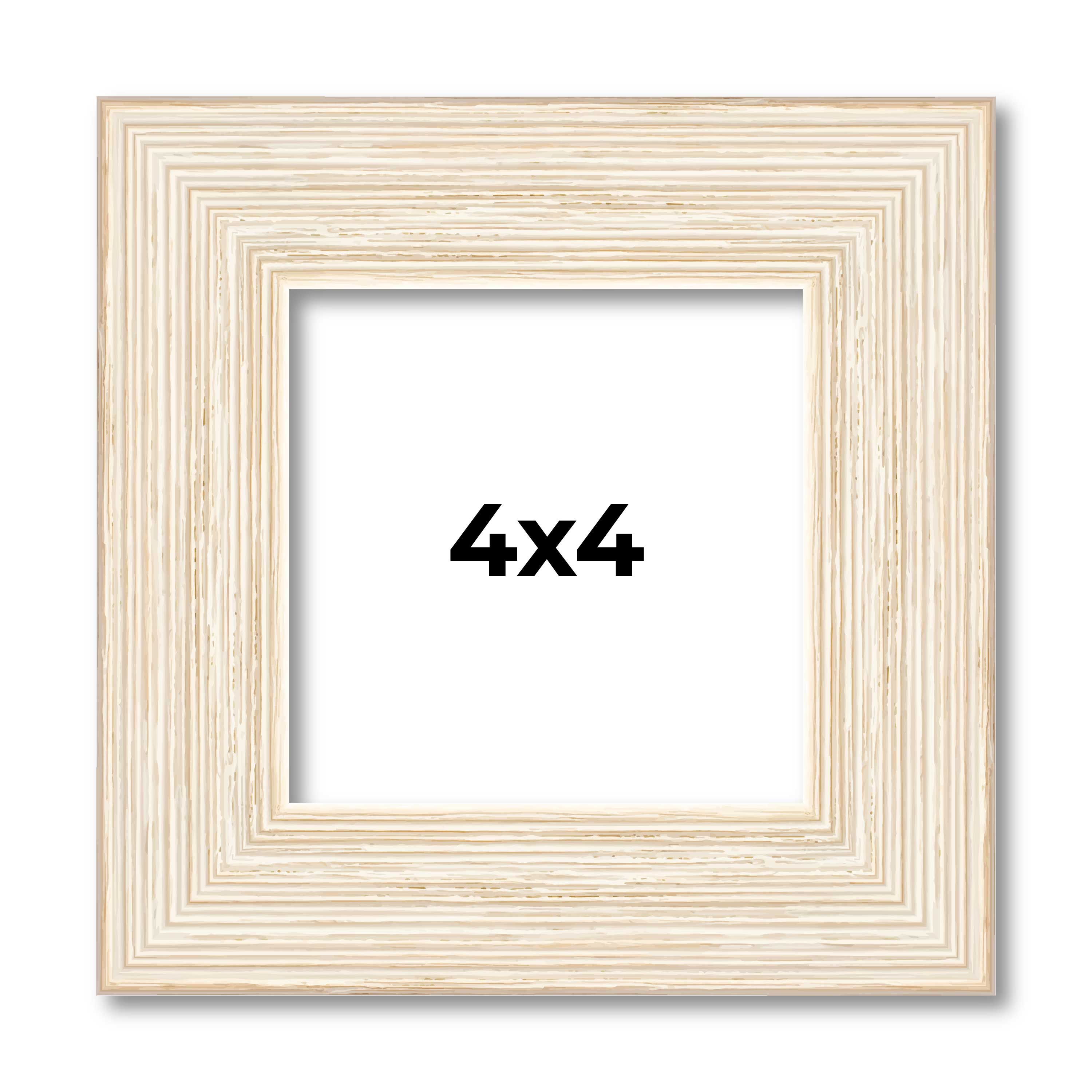 4x4 In Frame White Real Wood Picture Frame Width 1.5 inches | Interior Frame Dep main product image