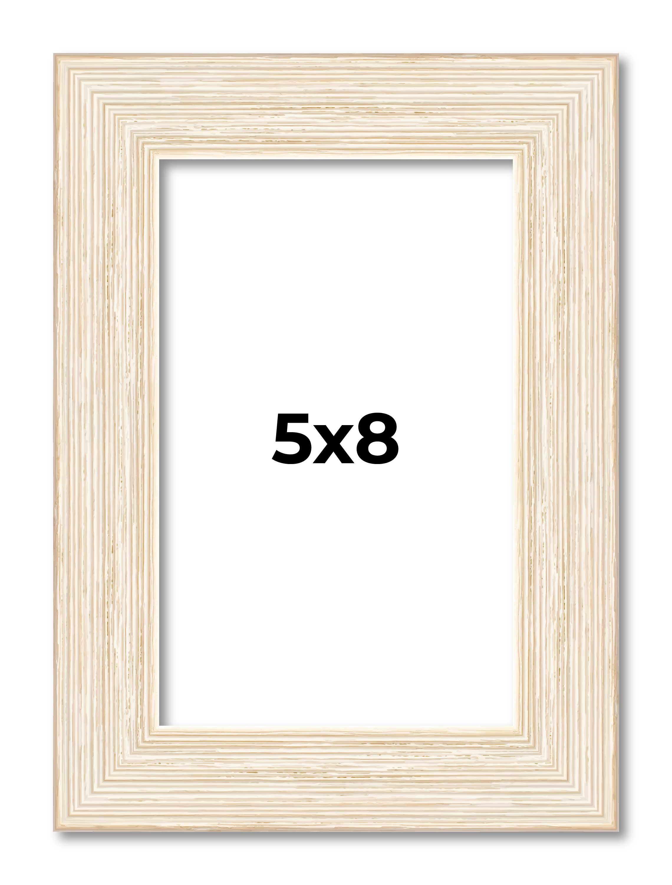 5×8 In Frame White Real Wood Picture Frame Width 1.5 inches | Interior Frame Dep
