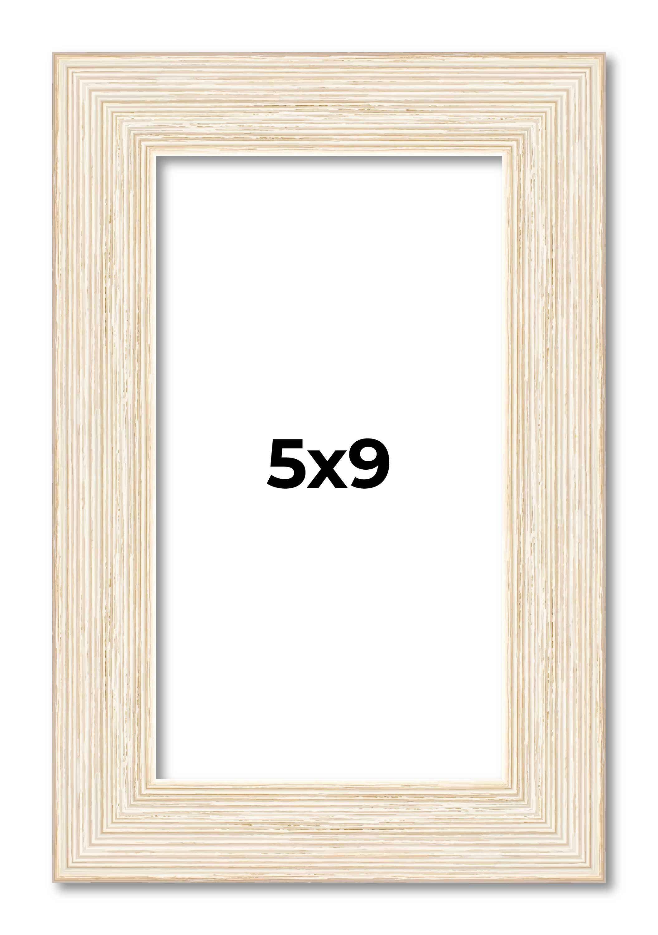 5×9 In Frame White Real Wood Picture Frame Width 1.5 inches | Interior Frame Dep
