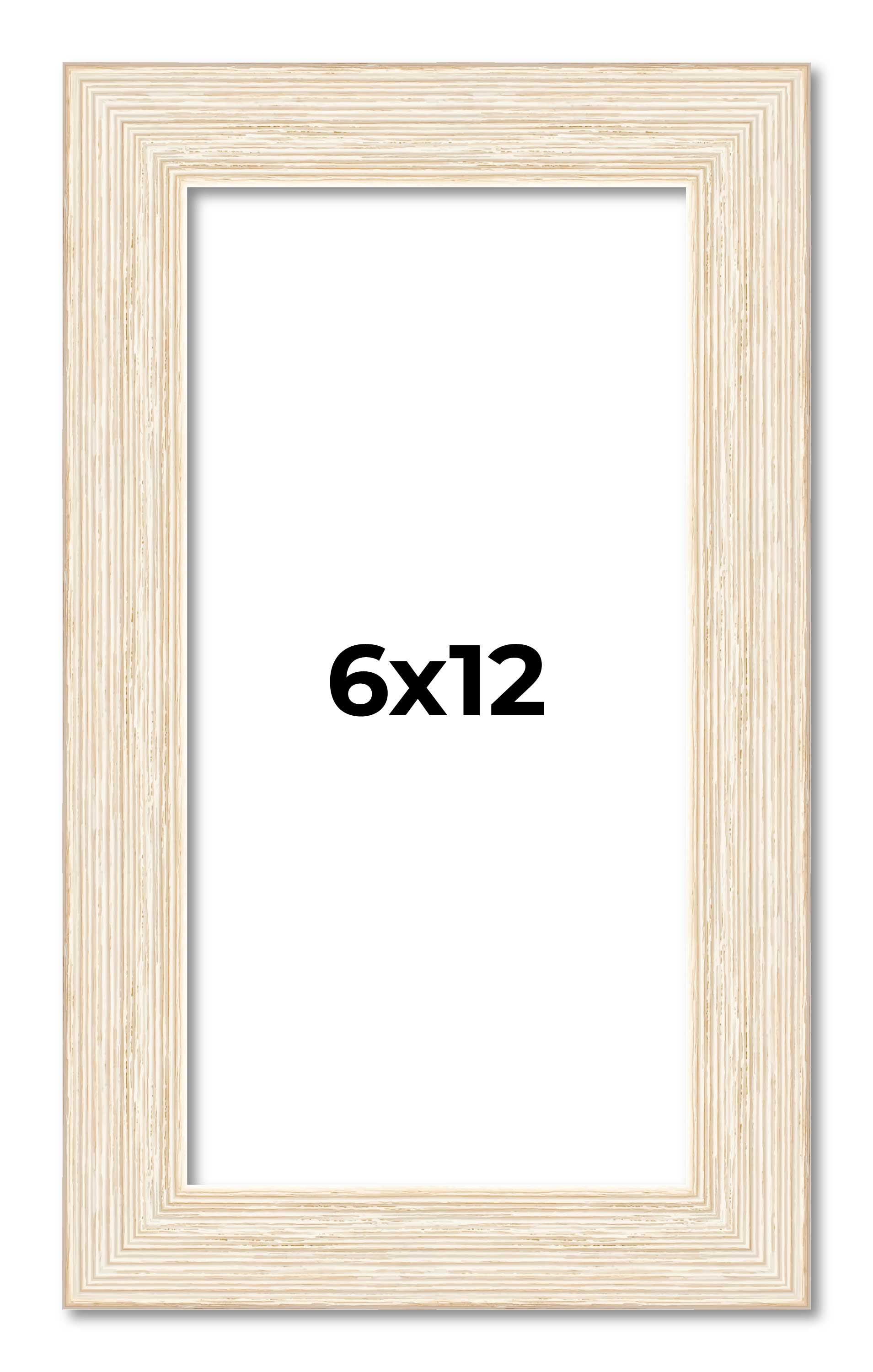 6x12 Frame White Real Wood Picture Frame Width 1.5 inches | Interior Frame Depth main product image