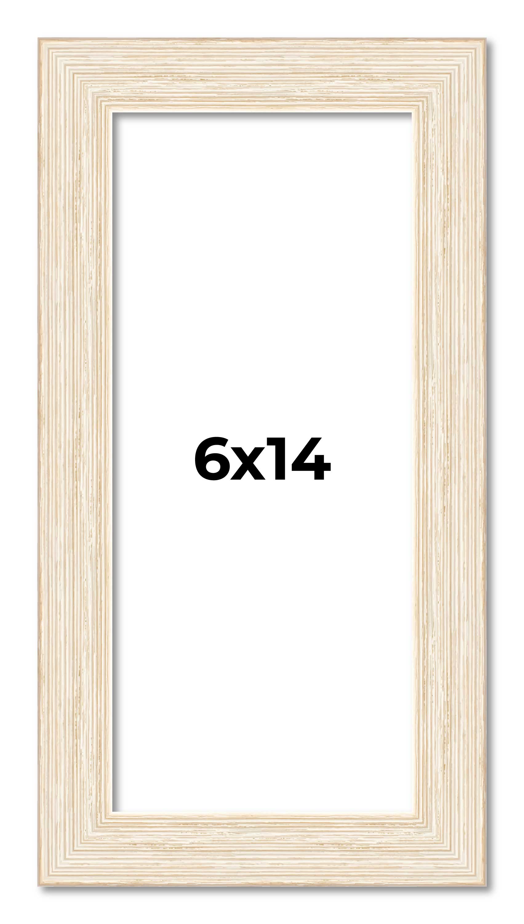 6x14 Frame White Real Wood Picture Frame Width 1.5 inches | Interior Frame Depth main product image