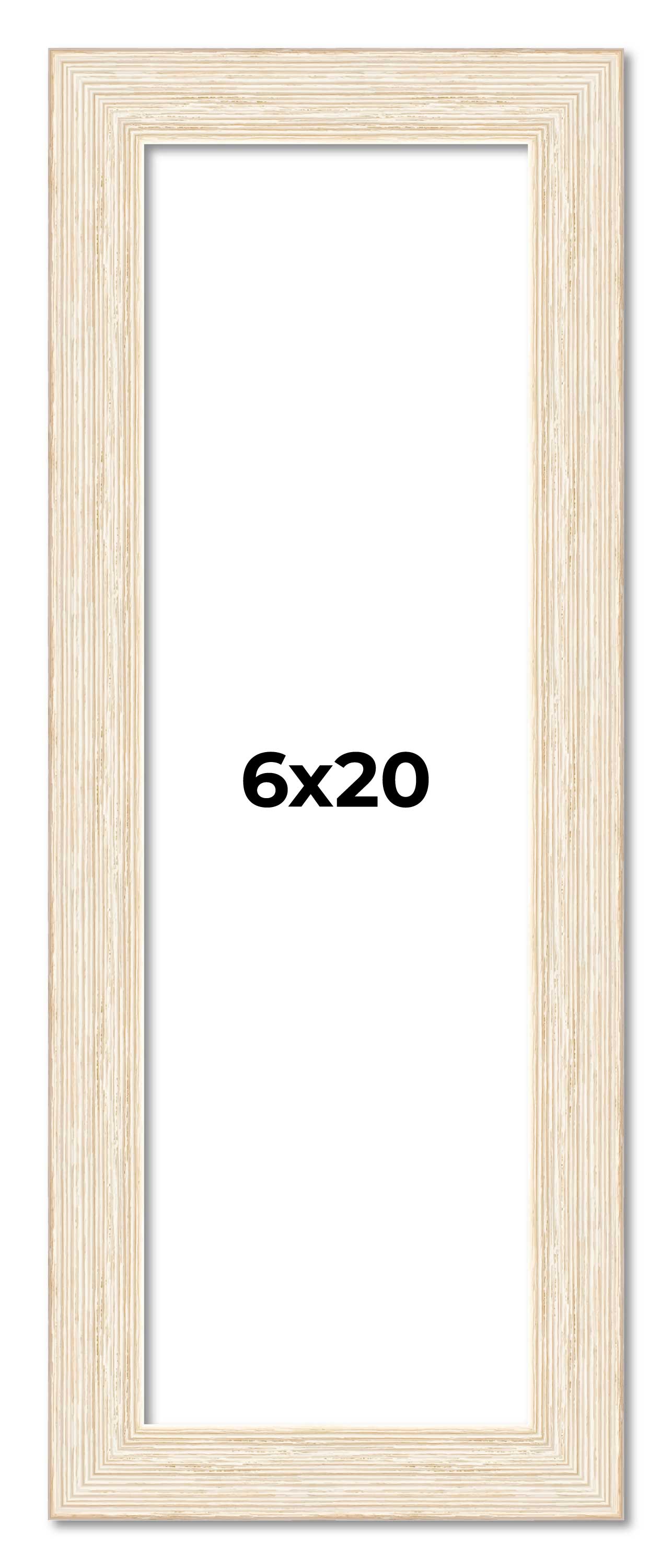 6x20 Frame White Real Wood Picture Frame Width 1.5 inches | Interior Frame Depth main product image