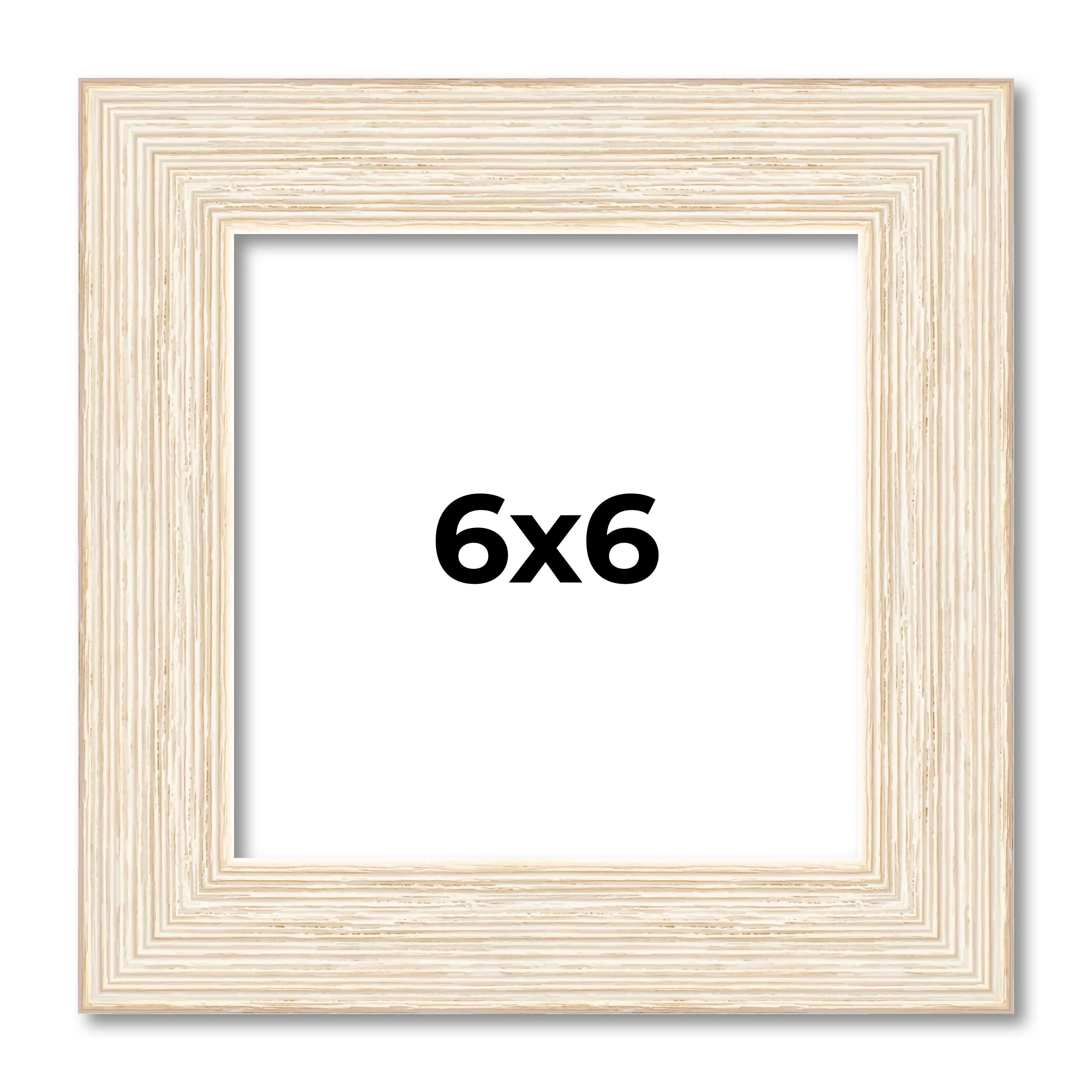 6×6 Frame White Real Wood Picture Frame Width 1.5 inches | Interior Frame Depth