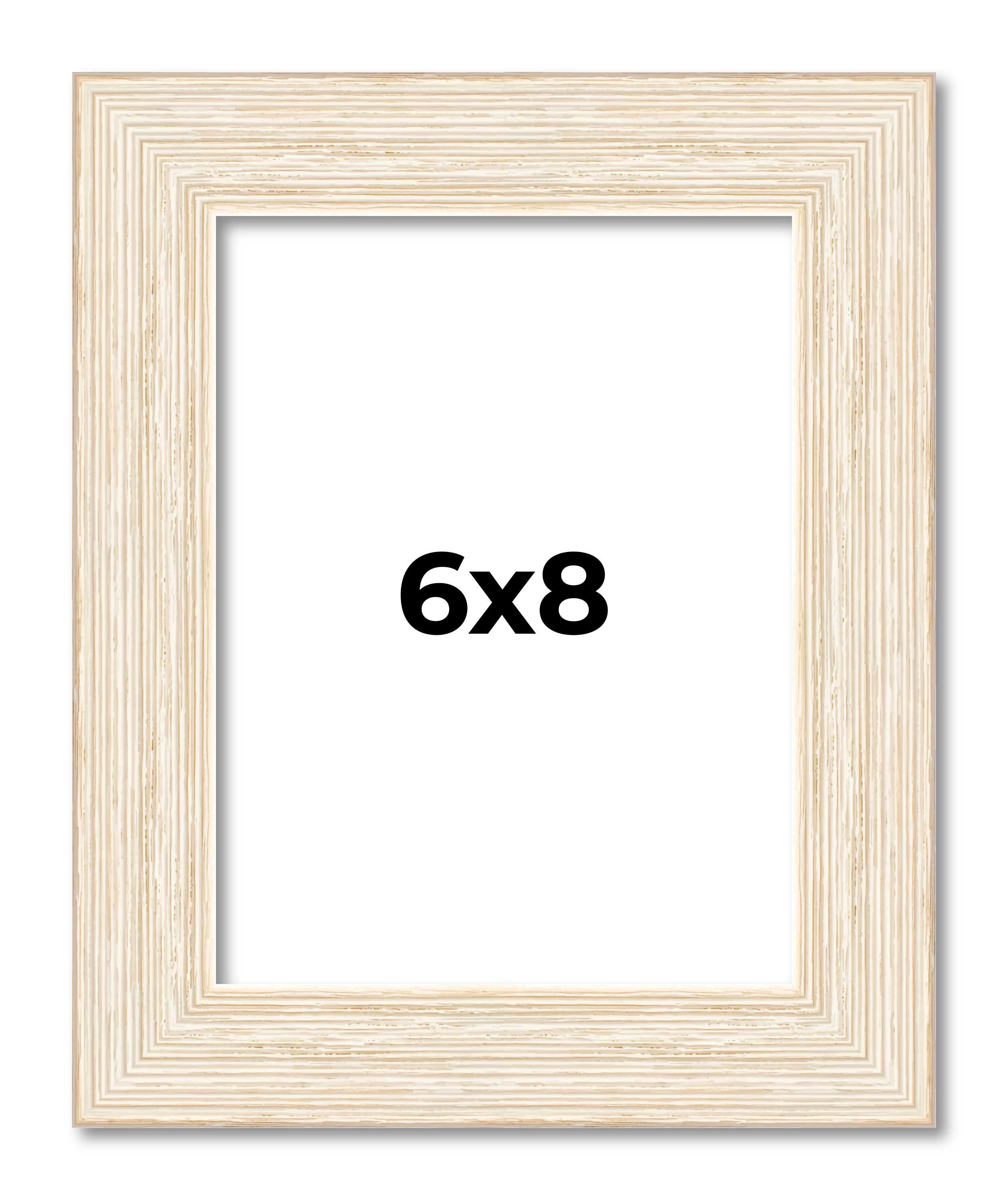 6x8 Frame White Real Wood Picture Frame Width 1.5 inches | Interior Frame Depth main product image
