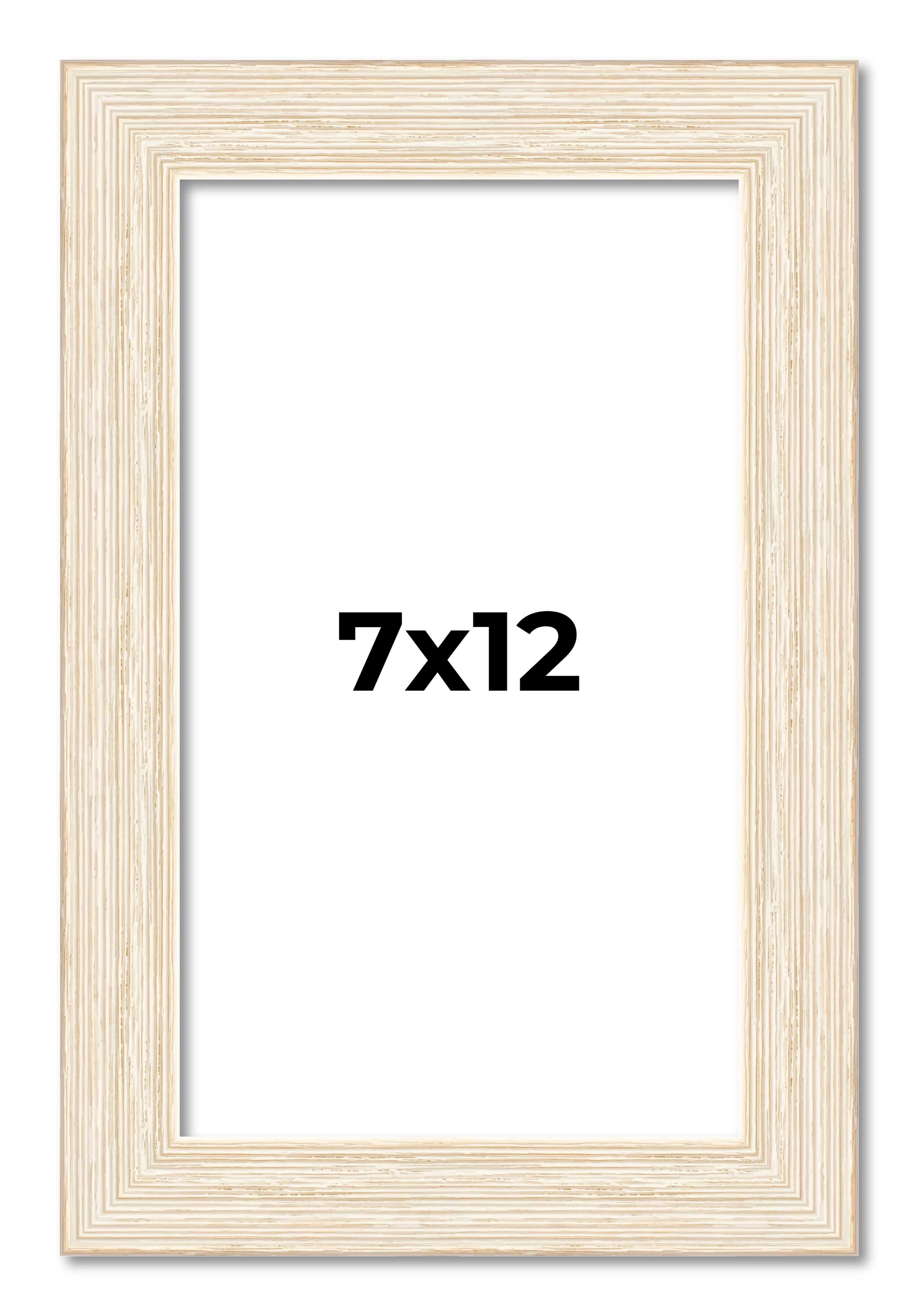 7×12 Frame White Real Wood Picture Frame Width 1.5 inches | Interior Frame Depth