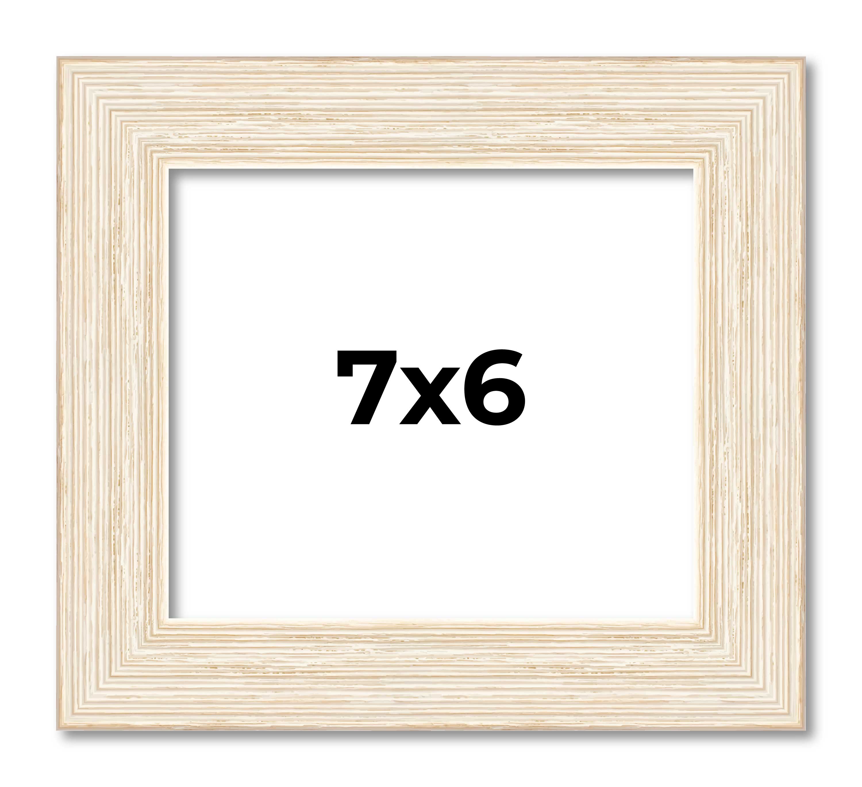 7×6 Frame White Barnwood Picture Frame Modern Photo Frame UV Acrylic, Acid Free