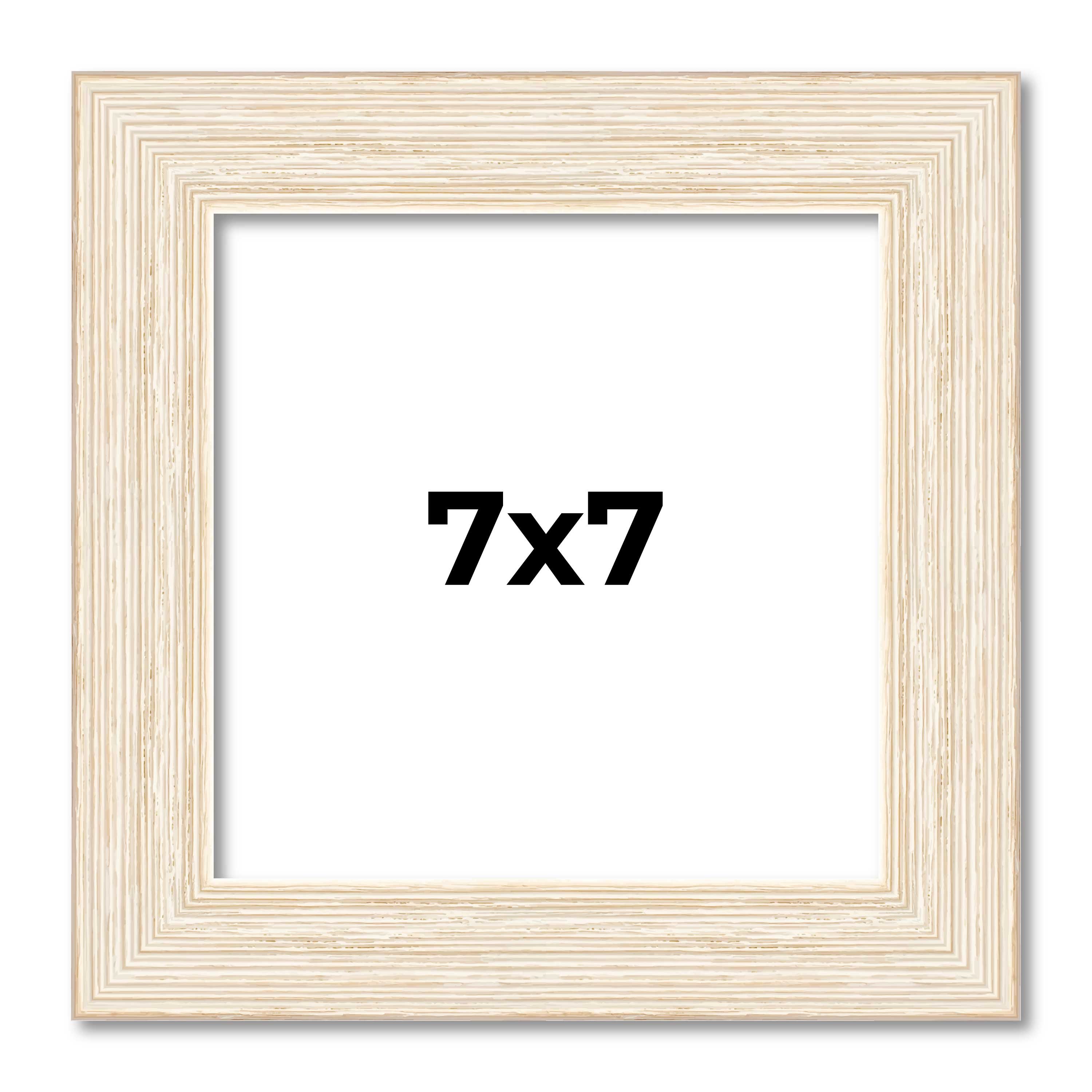 7×7 Frame White Real Wood Picture Frame Width 1.5 inches | Interior Frame Depth