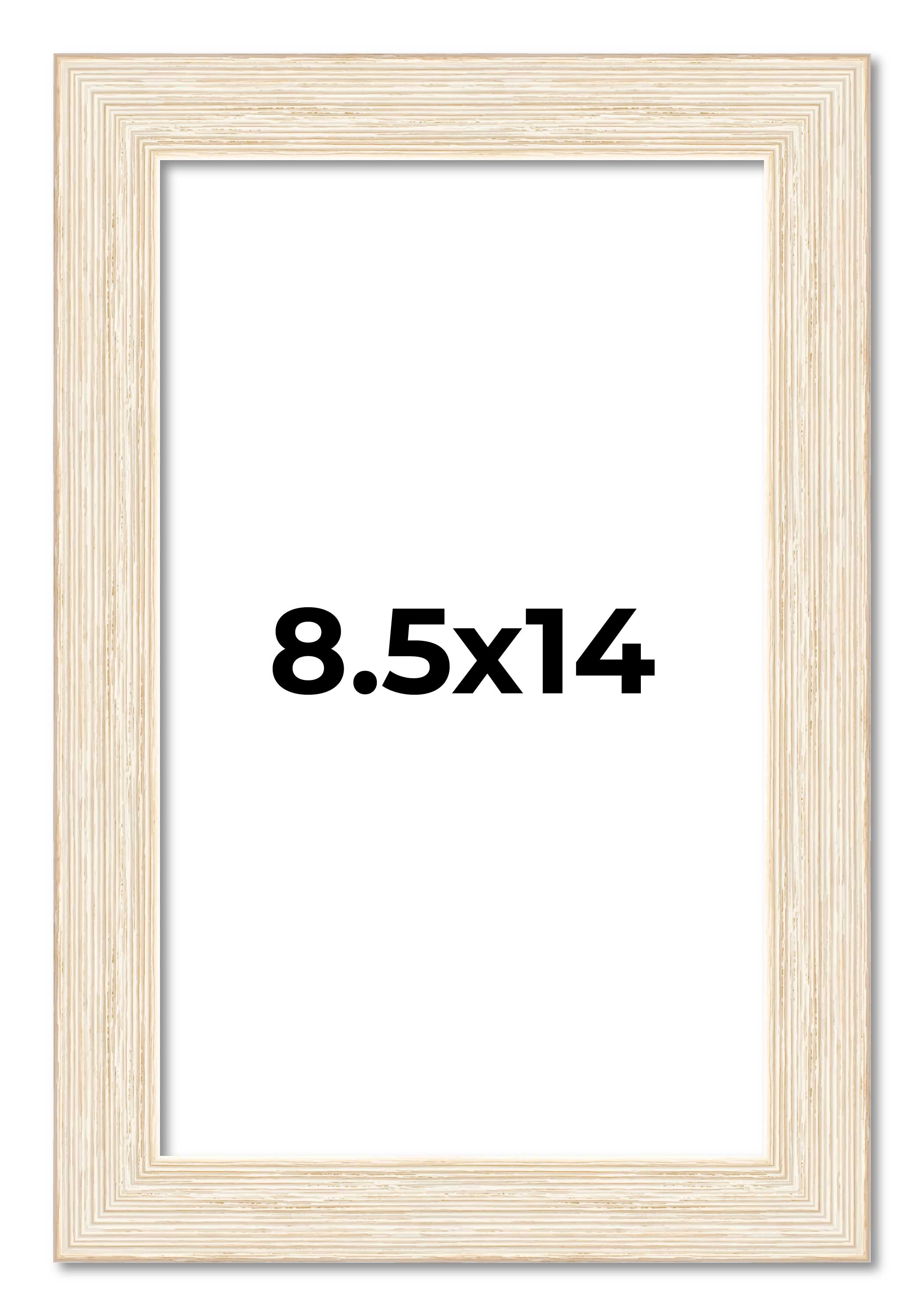 8.5x14 Frame White Real Wood Picture Frame Width 1.5 inches | Interior Frame Dep