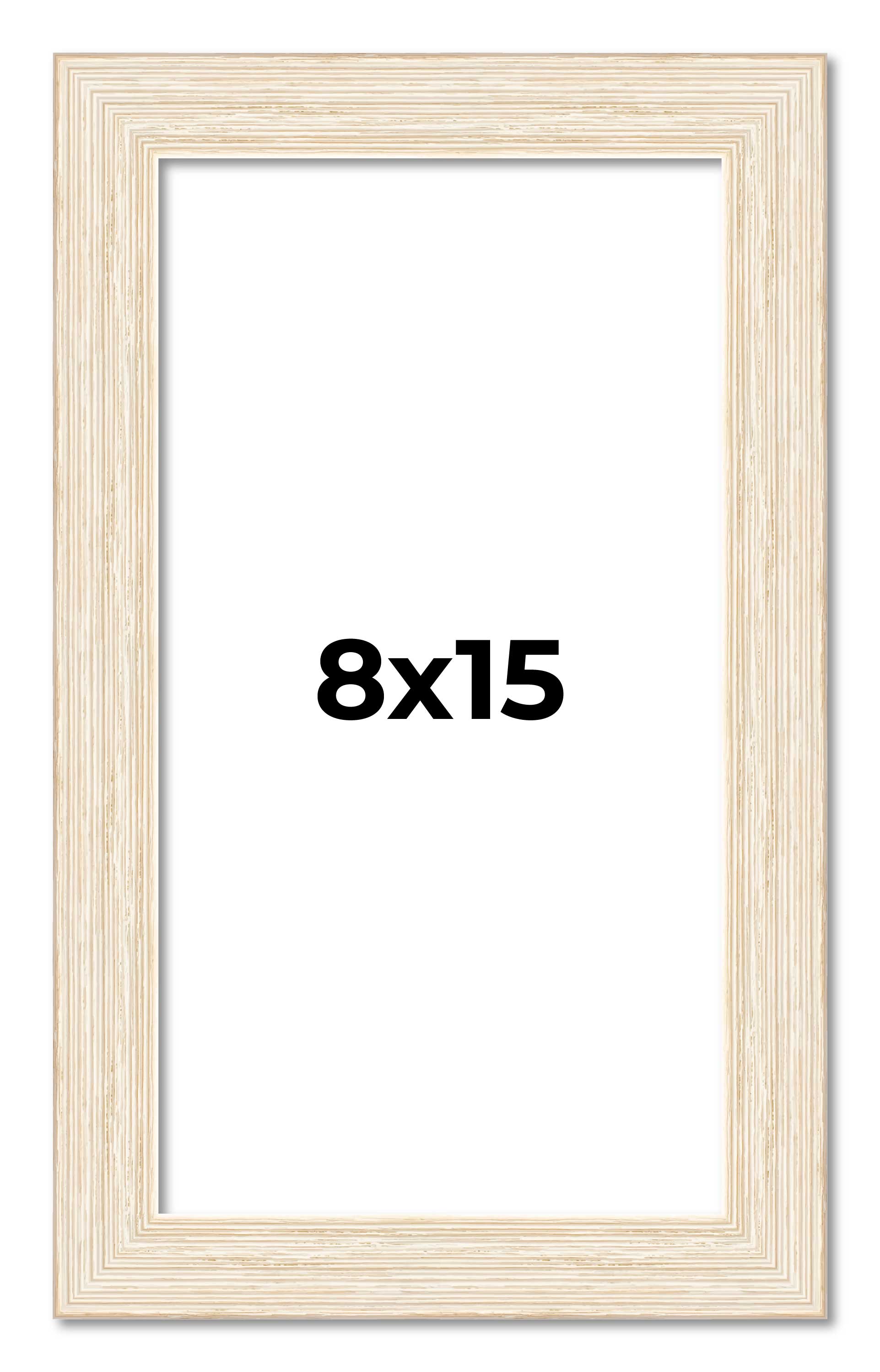 8×15 Frame White Real Wood Picture Frame Width 1.5 inches | Interior Frame Depth