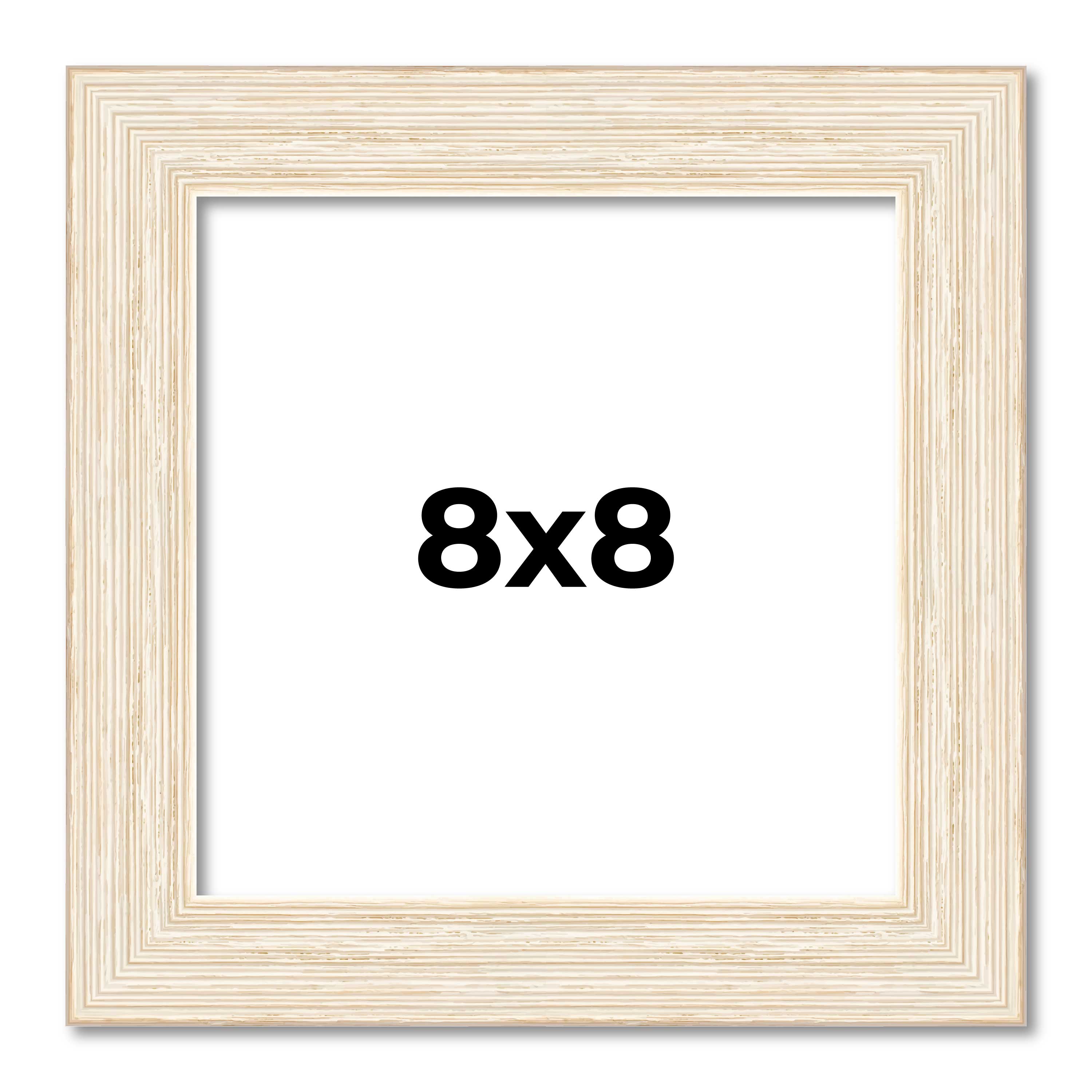 8x8 Frame White Real Wood Picture Frame Width 1.5 inches | Interior Frame Depth main product image