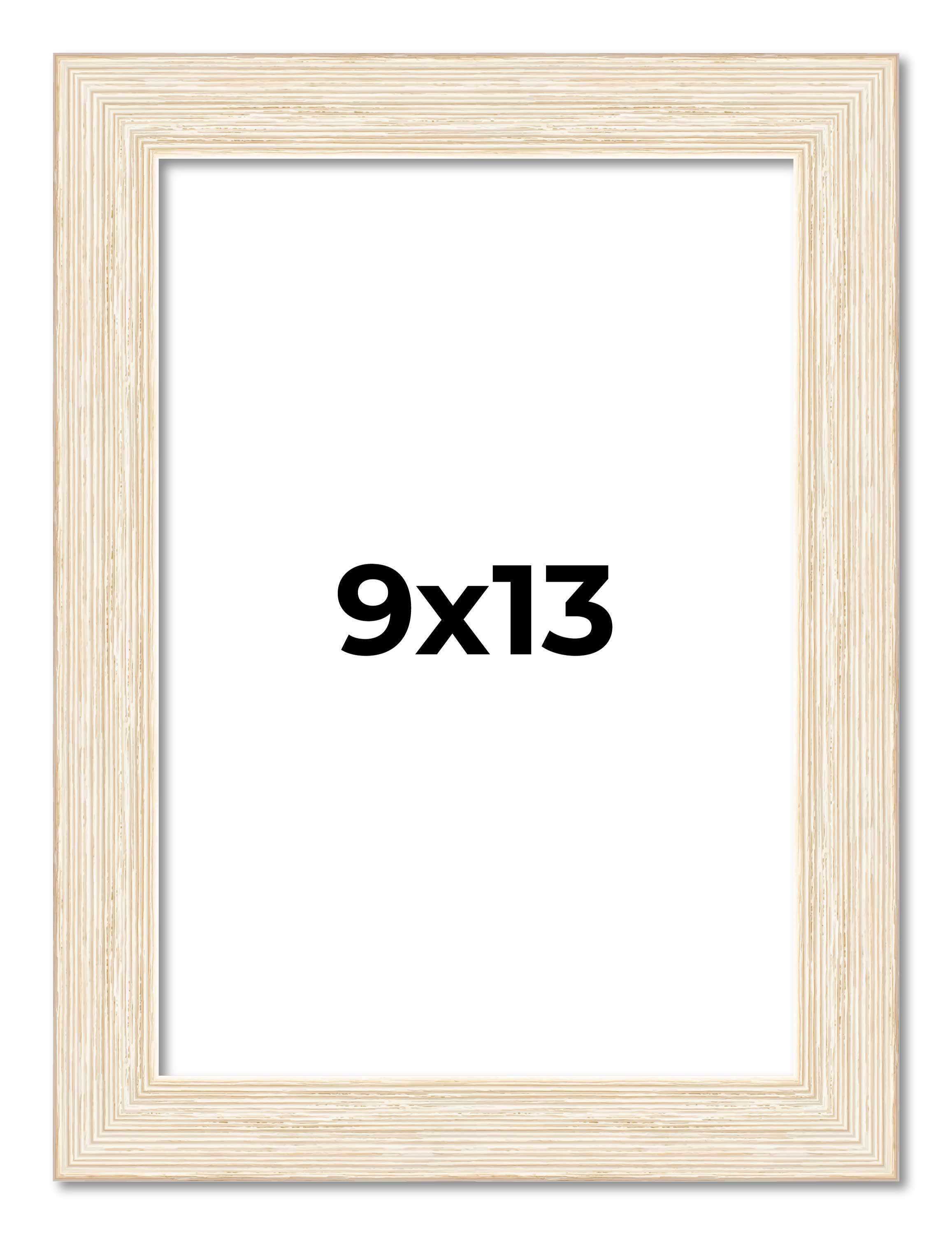 9×13 Frame White Real Wood Picture Frame Width 1.5 inches | Interior Frame Depth