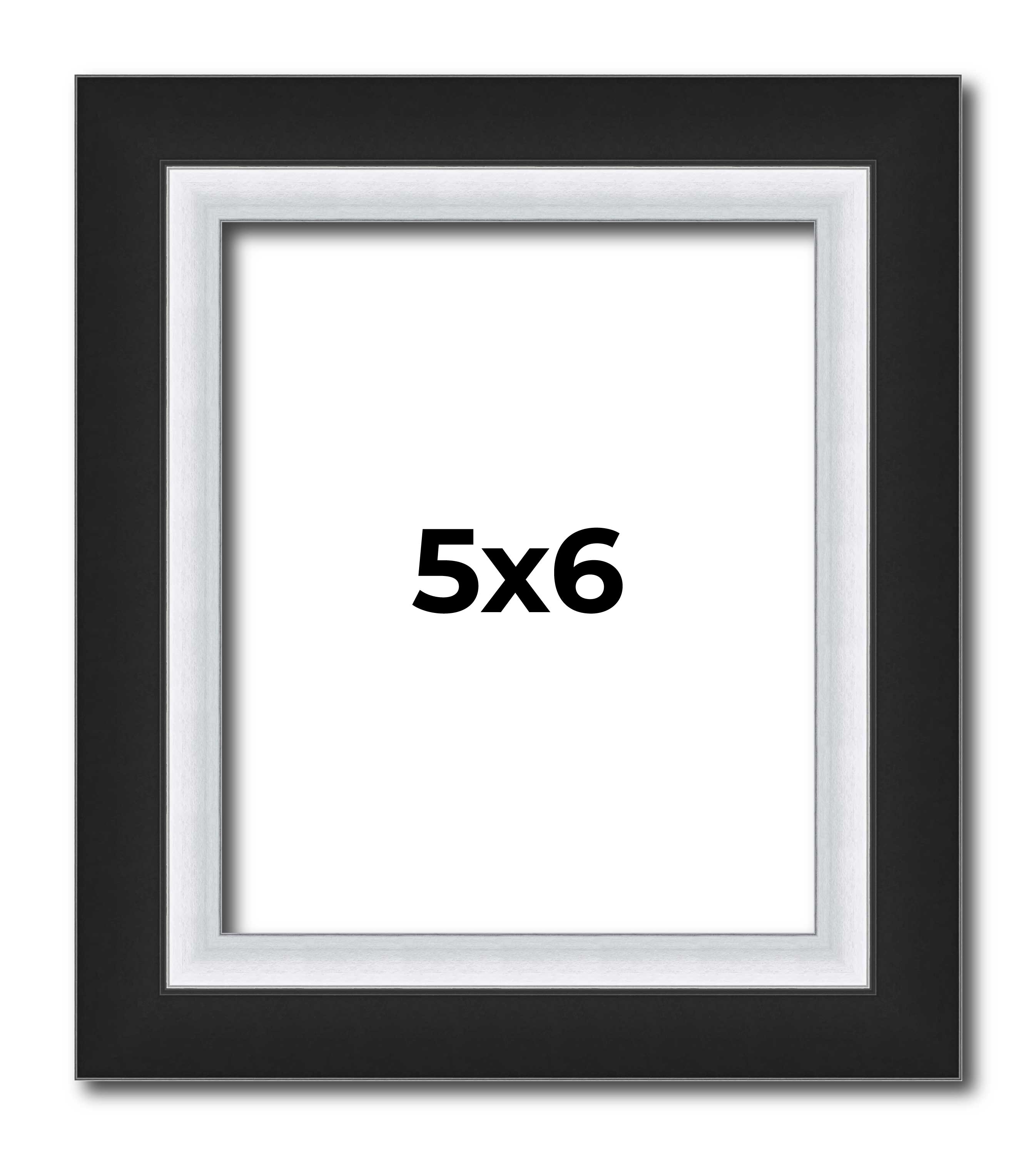5×6 IN Frame Black & Silver Solid Wood Picture Frame Width 1.25 Inches | Interio