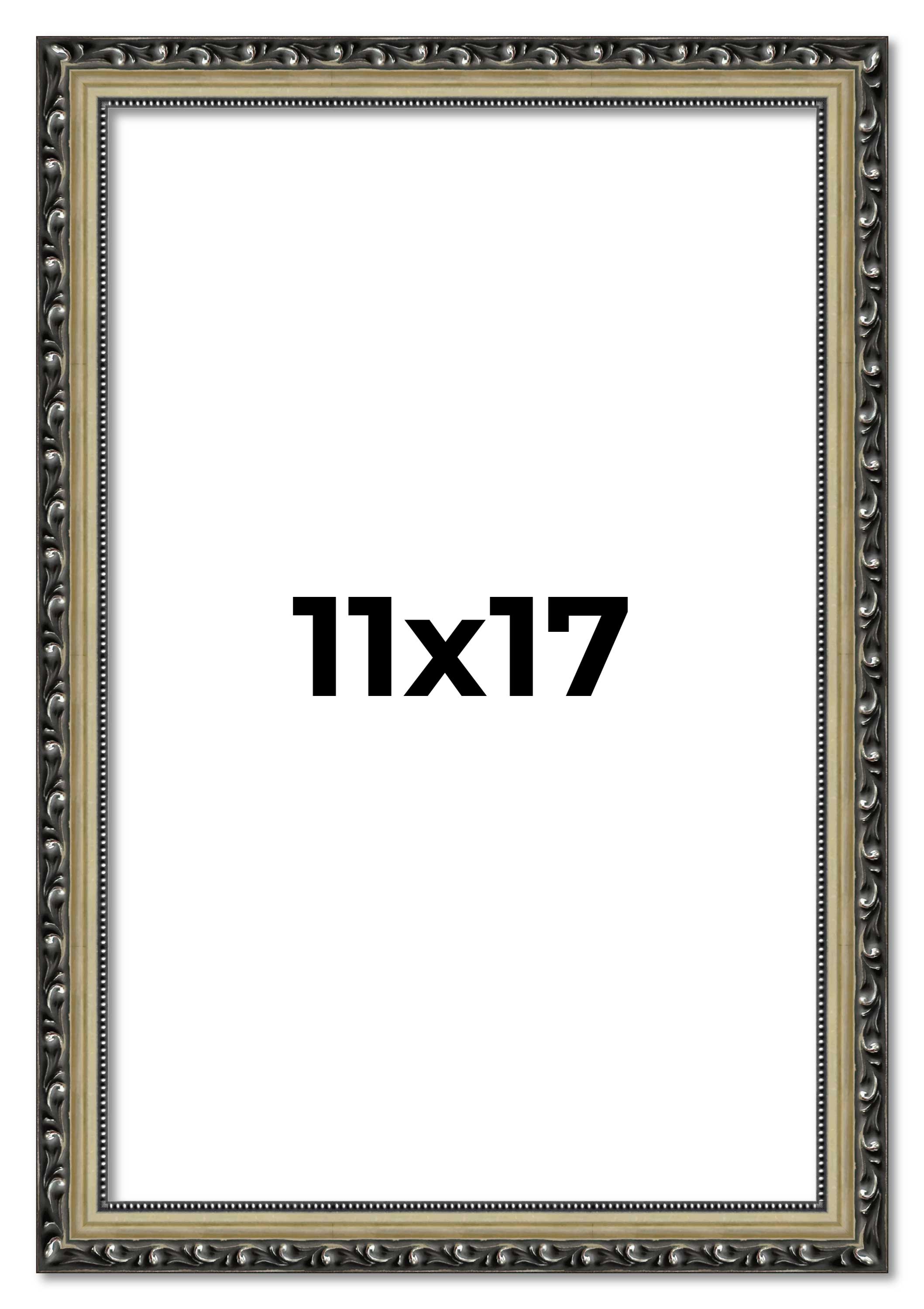 11x17 Rahmen Silber Massivholz Bilderrahmen Breite 1,125 cm | Innenrahmen