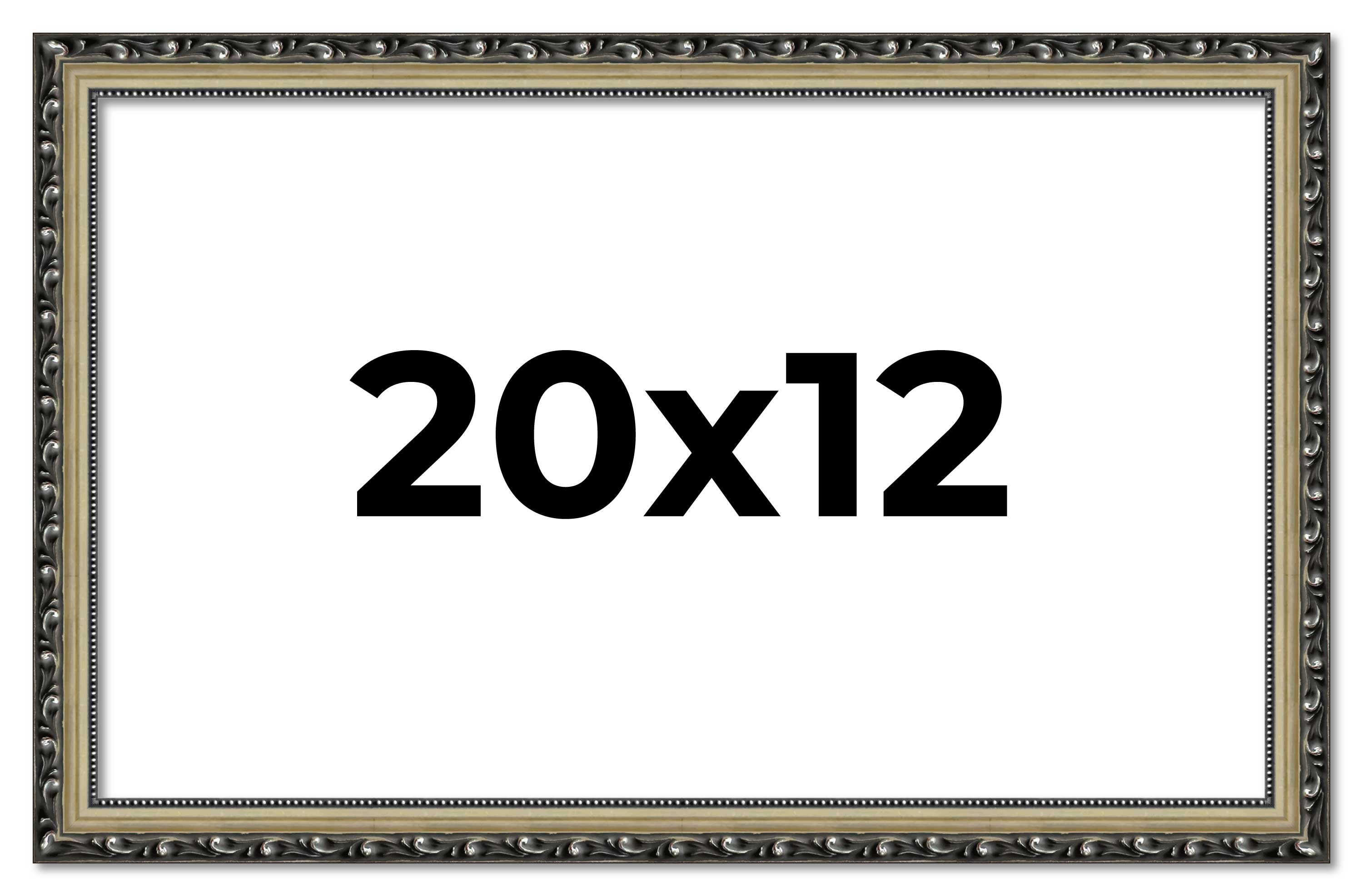 20x12 Frame Silver Solid Wood Picture Frame Width 1.125 Inches | Interior Frame