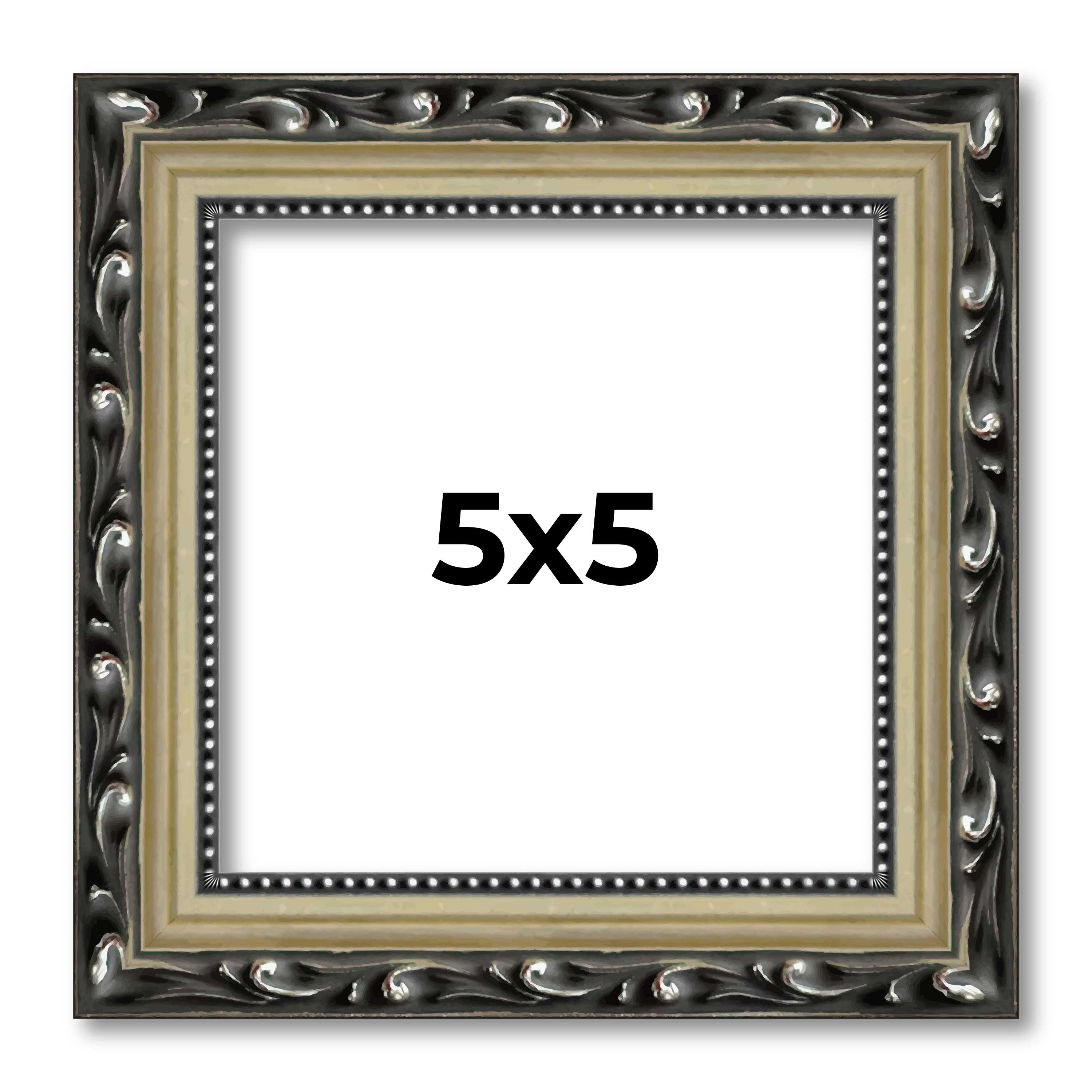 5x5 Zoll Rahmen Silber Massivholz Bilderrahmen Breite 1,125 cm | Innenrahmen - Bild 1 von 9