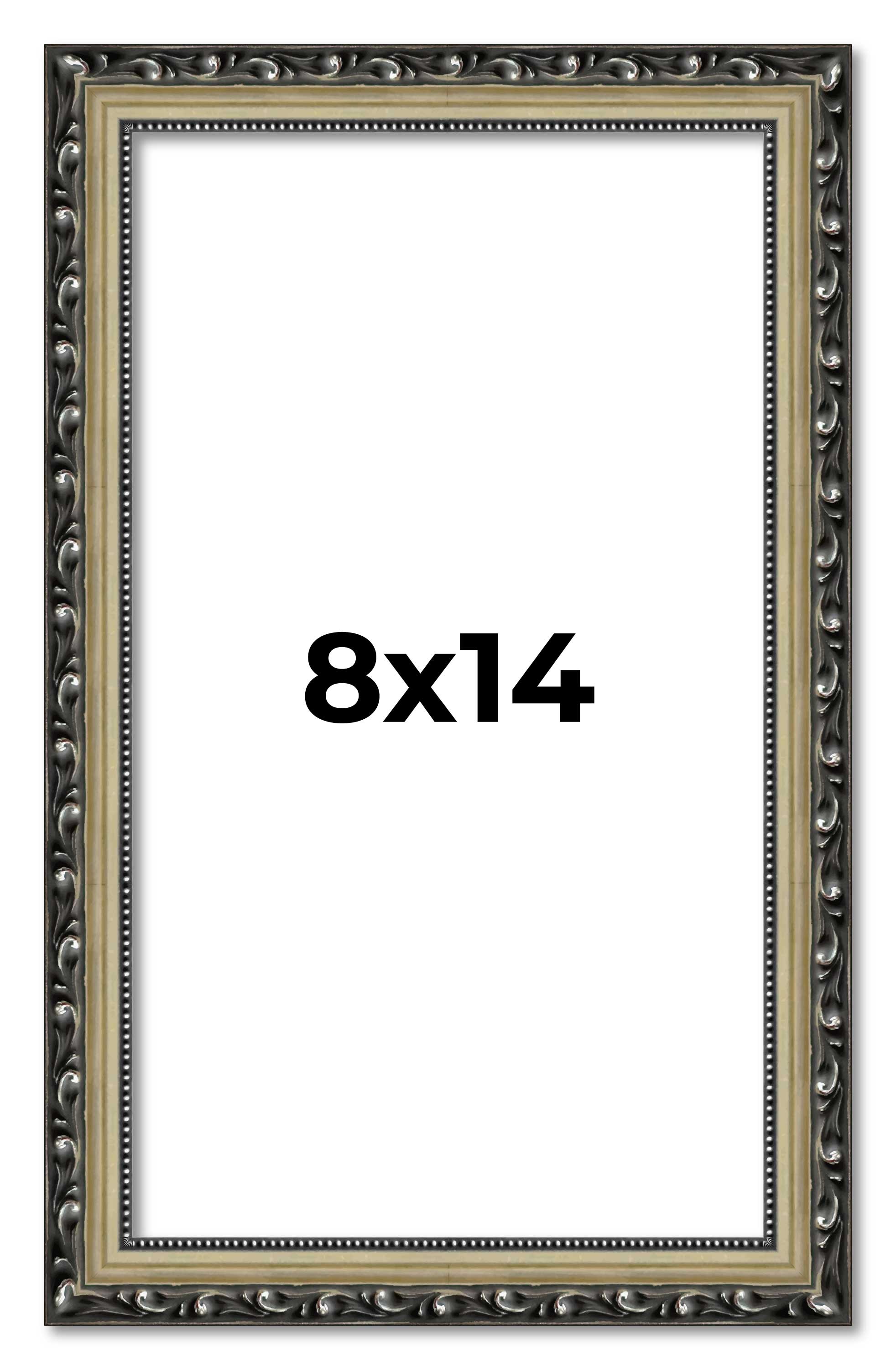Marco de fotos de madera maciza plateado de 8x14 ancho 1,125 pulgadas | Marco interior D - Imagen 1 de 9