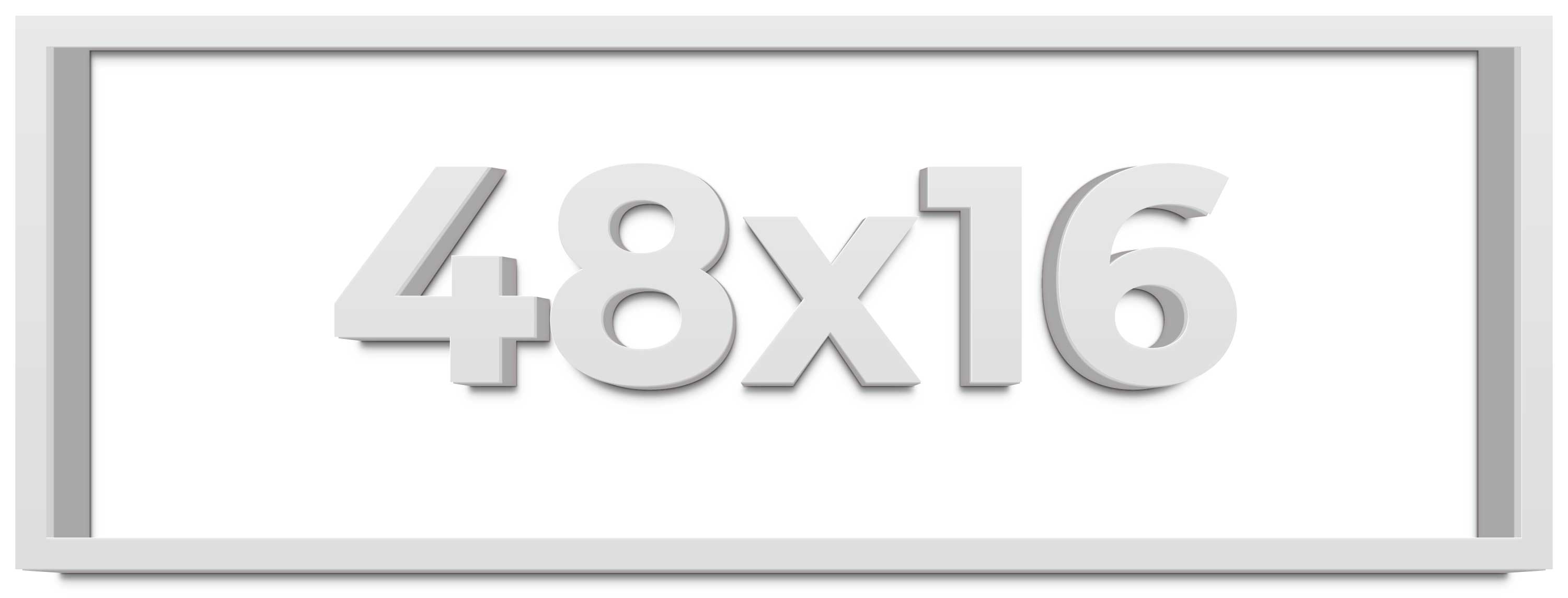 48×16 Shadow Box High Gloss White Display Frame | 1.625 Inches Deep | 1 Inch Mou