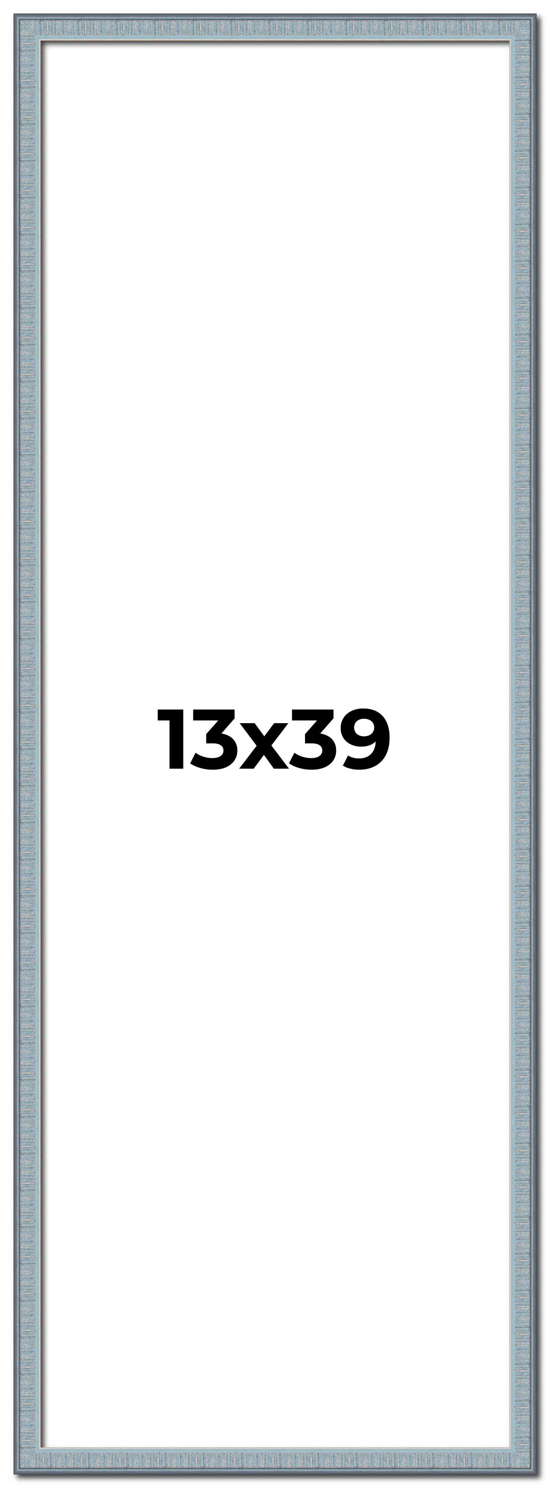 13×39 Frame Blue Scuffed Farm Board Solid Wood Picture Frame Width 0.75 Inches |