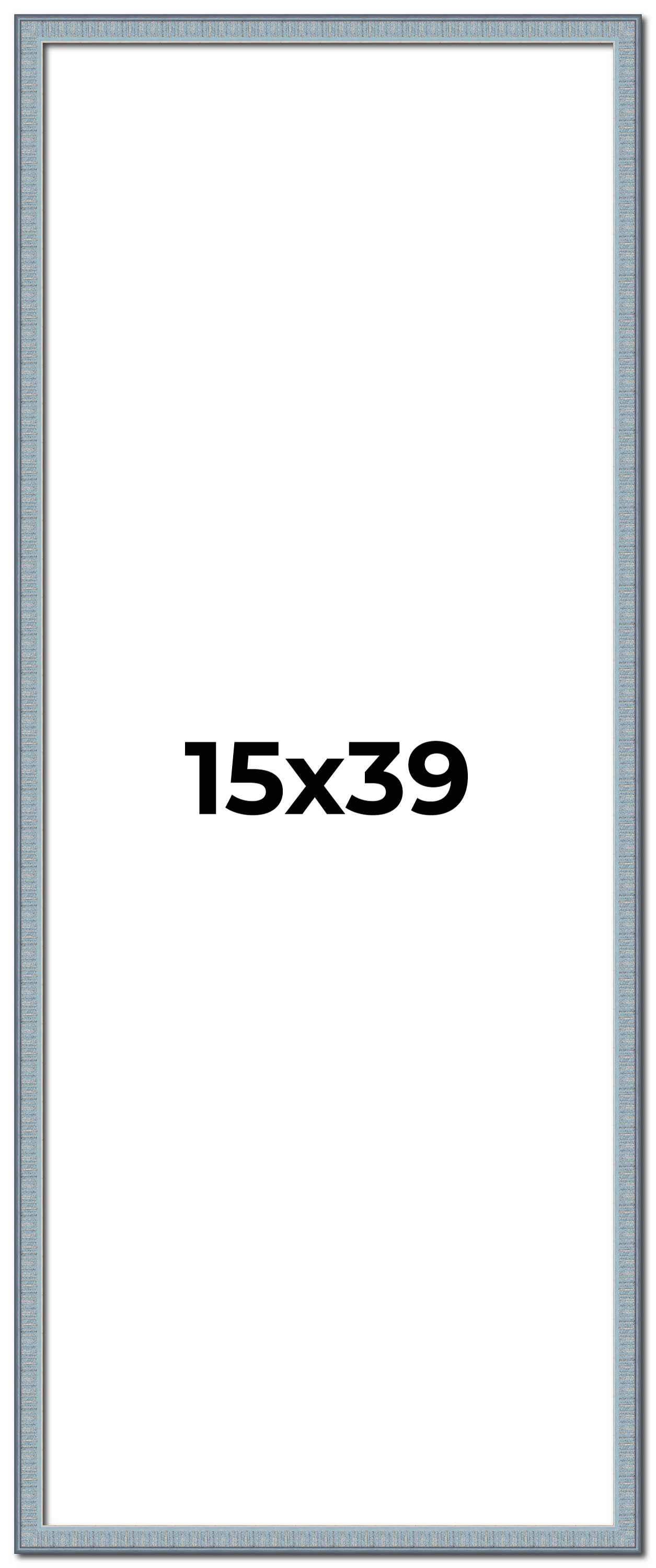 15×39 Frame Blue Scuffed Farm Board Solid Wood Picture Frame Width 0.75 Inches |