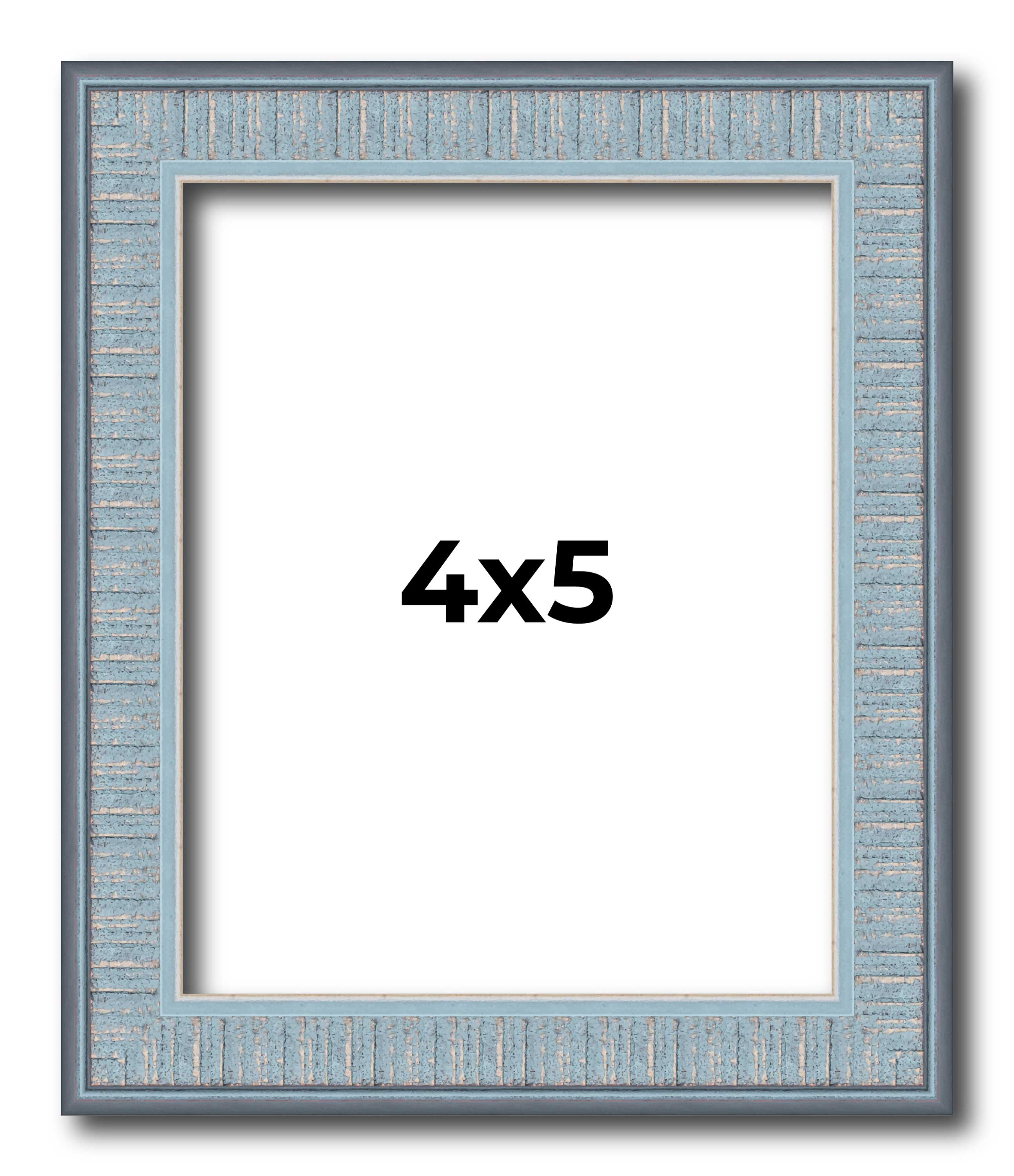 4×5 Frame Blue Scuffed Farm Board Solid Wood Picture Frame Width 0.75 Inches | I