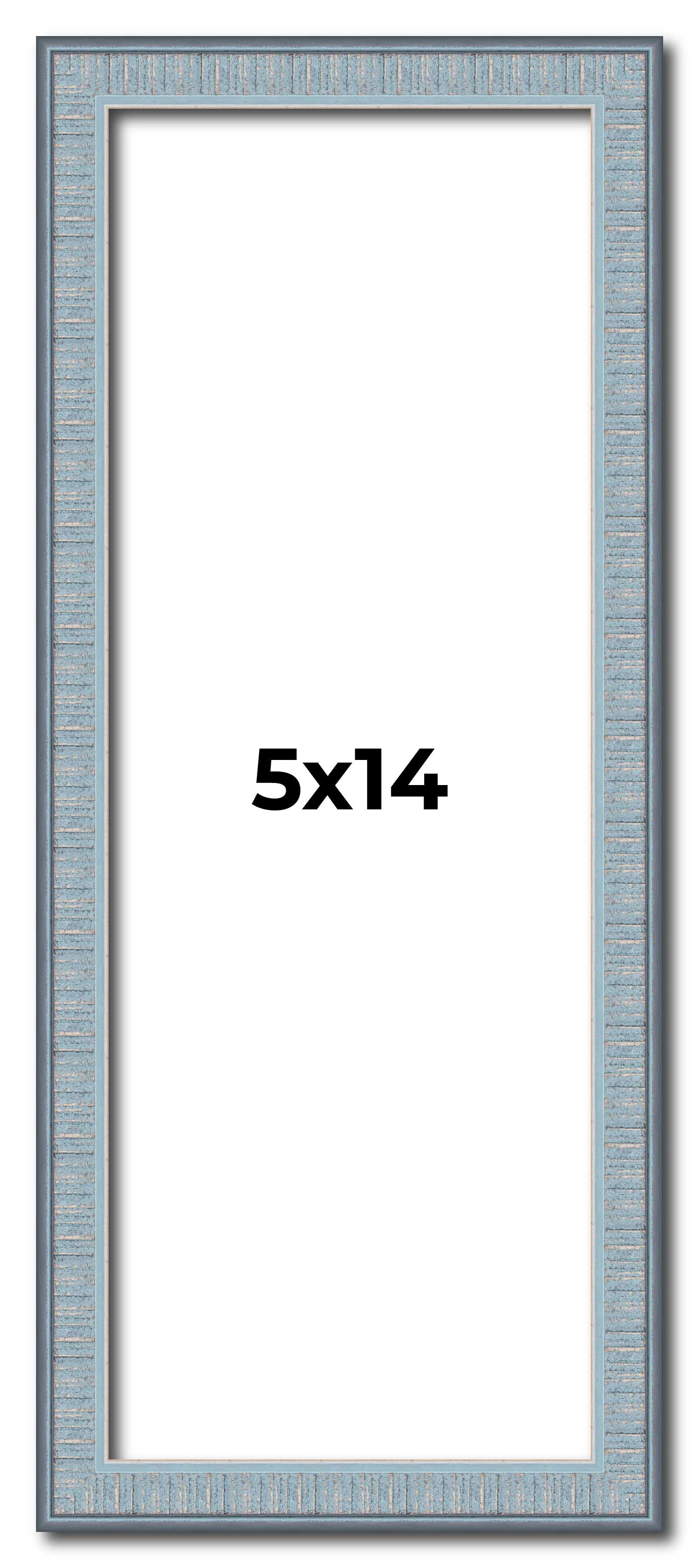 5×14 Frame Blue Scuffed Farm Board Solid Wood Picture Frame Width 0.75 Inches |