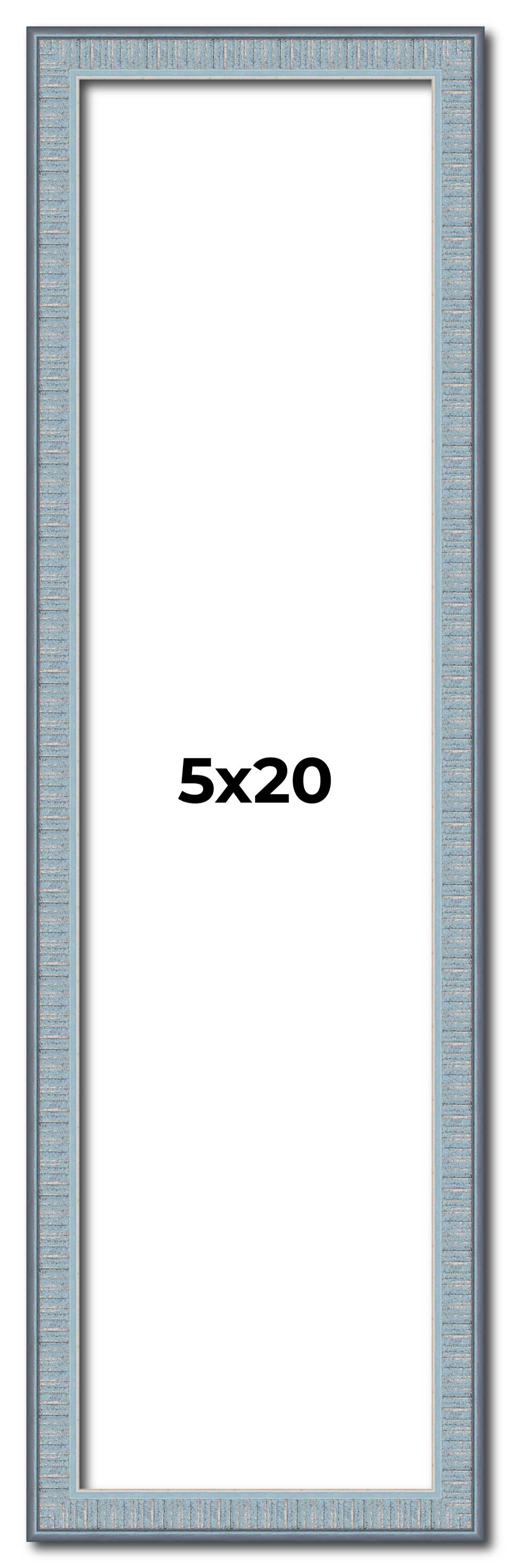 5×20 Frame Blue Scuffed Farm Board Solid Wood Picture Frame Width 0.75 Inches |