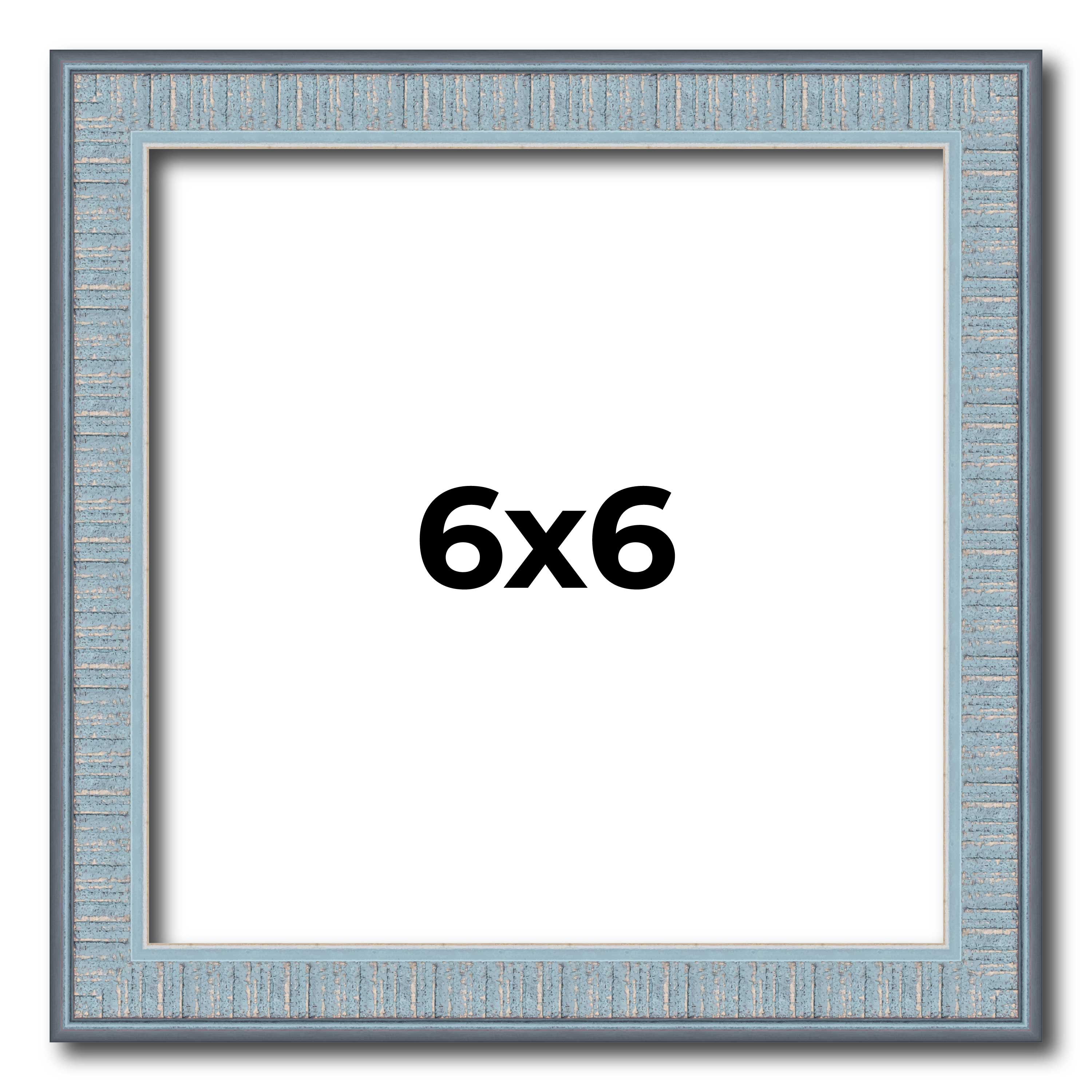 6x6 Frame Blue Picture Frame Modern Photo Frame UV Acrylic, Acid Free no Mat