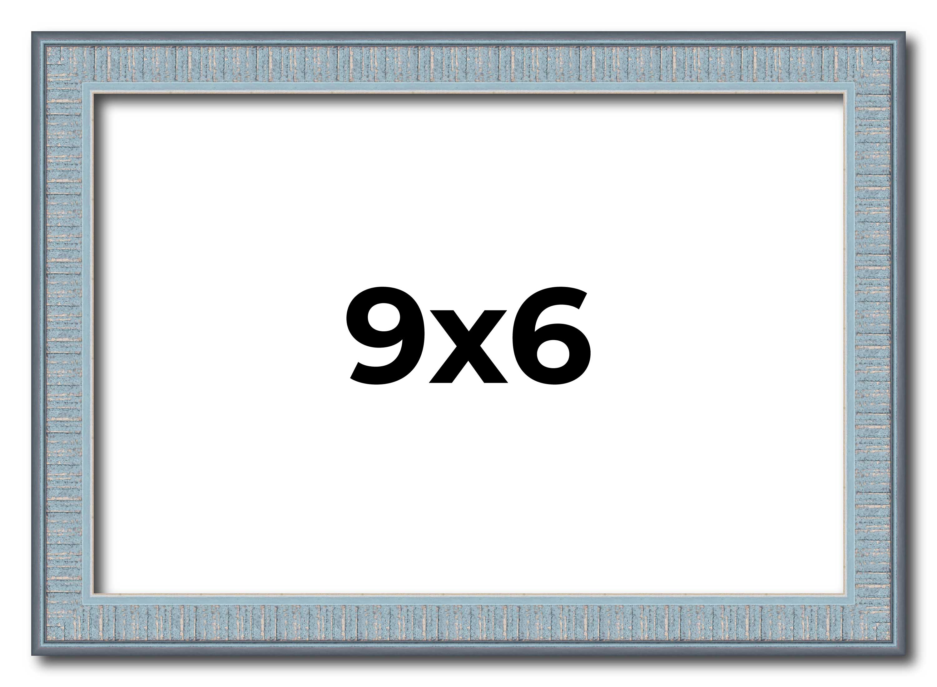 9×6 Frame Blue Scuffed Farm Board Solid Wood Picture Frame Width 0.75 Inches | I