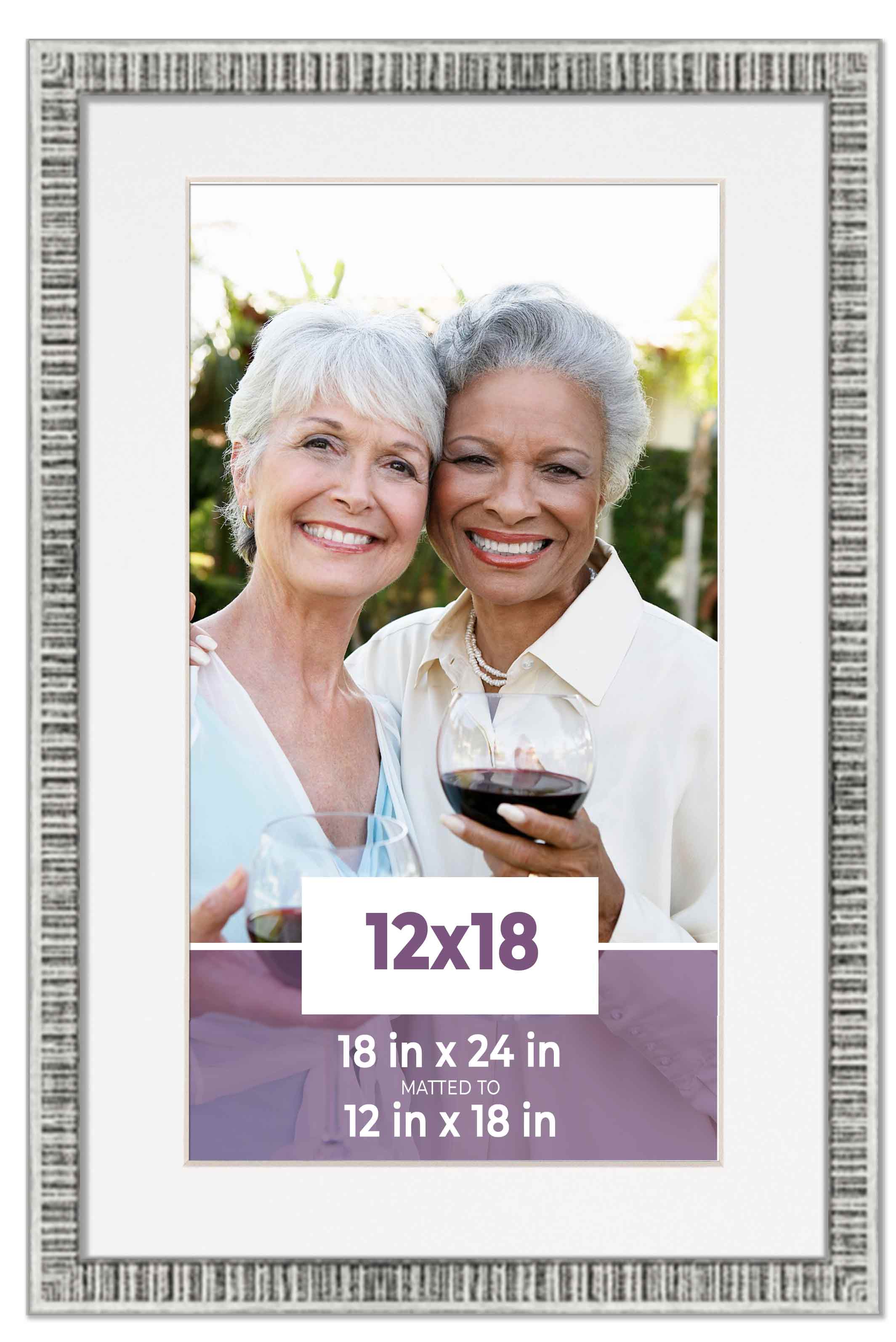 12x18 Frame Silver With White Picture Mat For 12x18 Photo - Silver 18x24 Frame T main product image