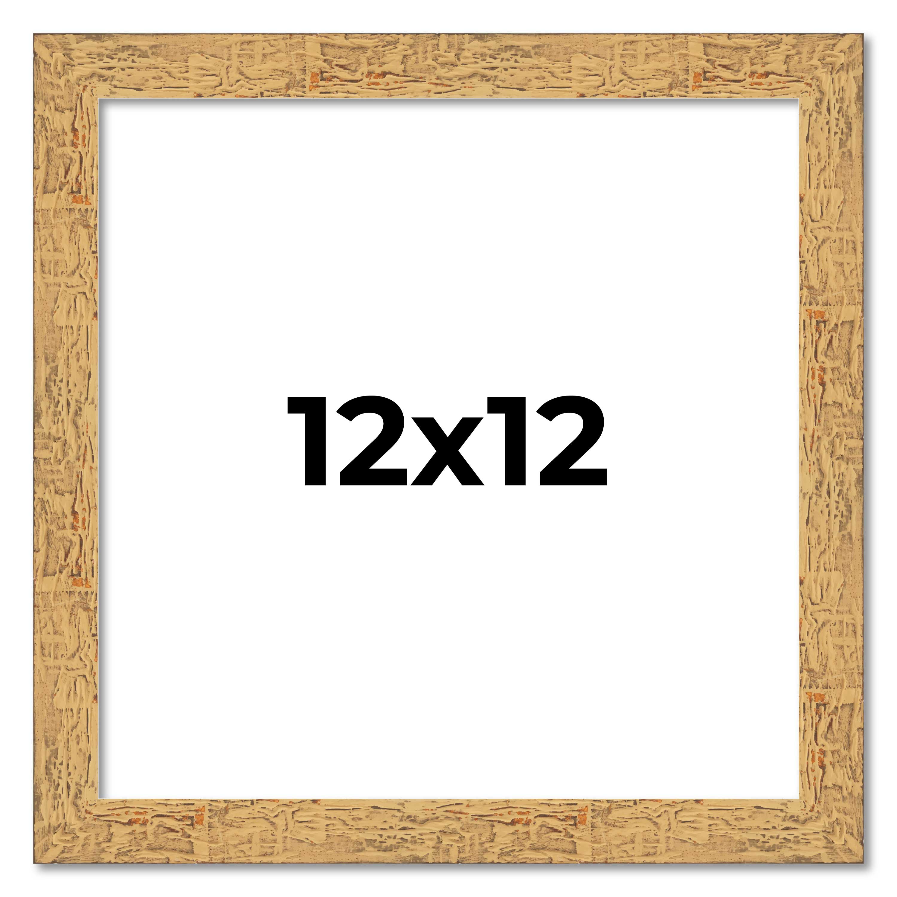 12x12 Frame Beige Real Wood Picture Frame Width 1.25 inches | Interior Frame Dep