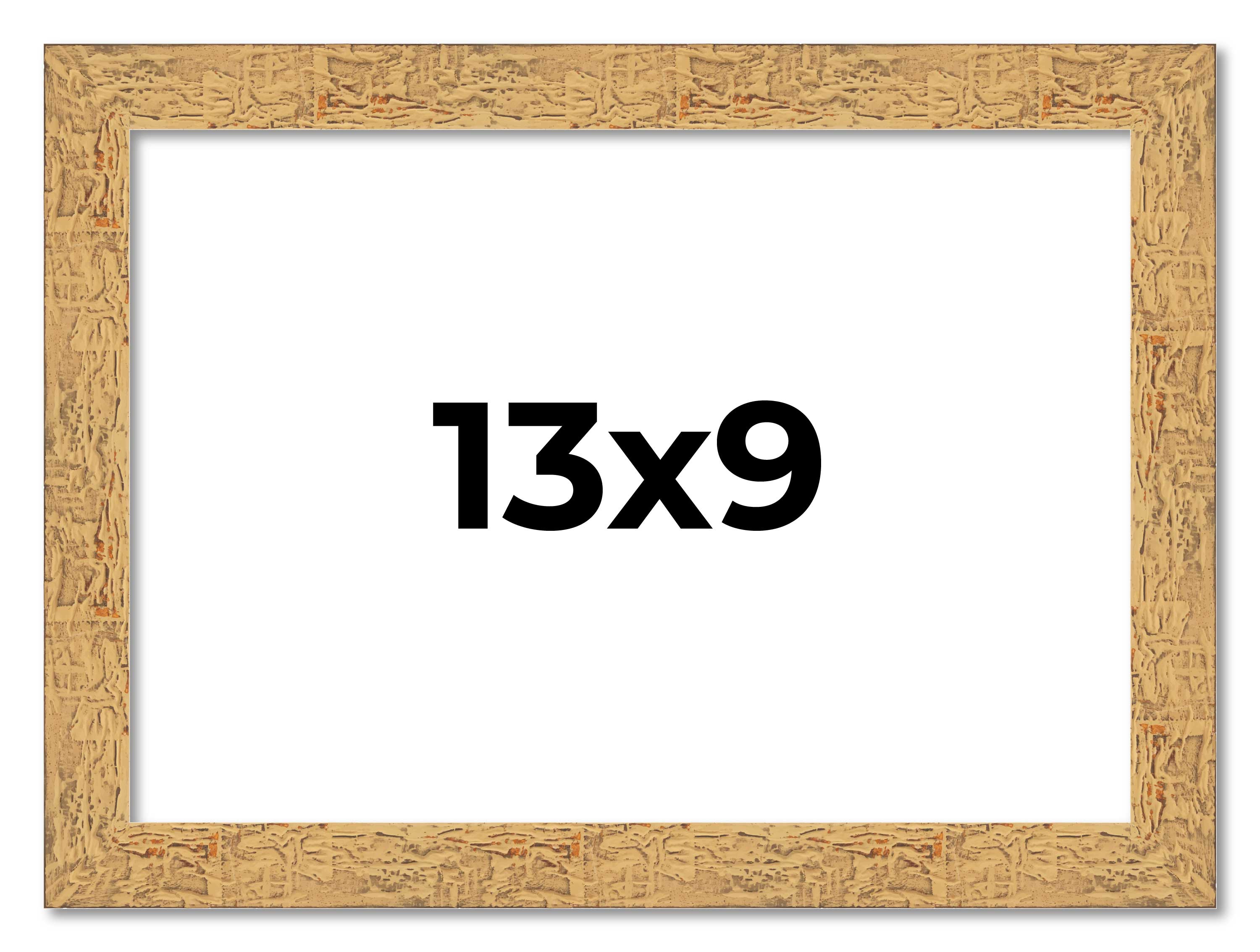13×9 Frame Beige Real Wood Picture Frame Width 1.25 inches | Interior Frame Dept
