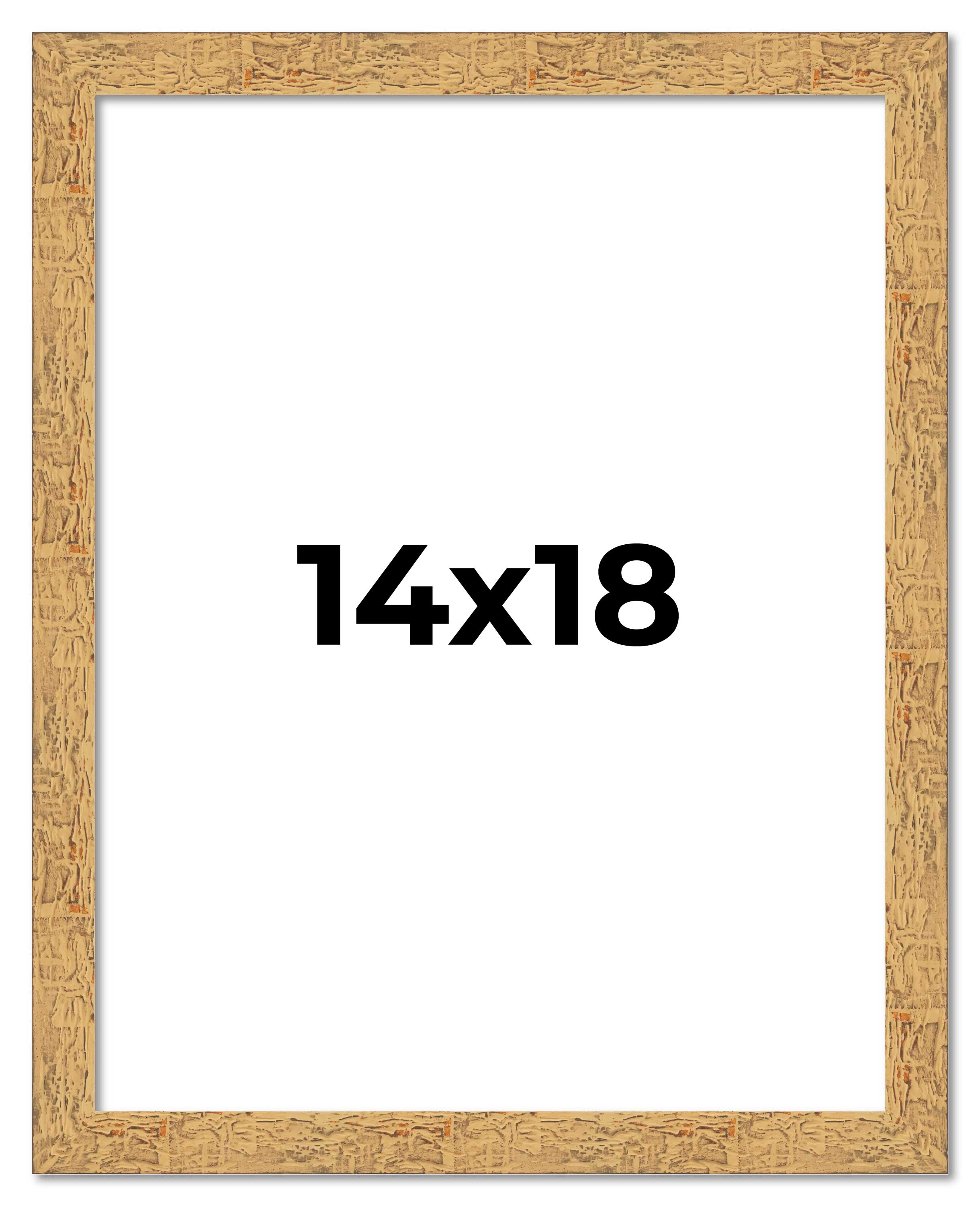 14×18 Frame Beige Real Wood Picture Frame Width 1.25 inches | Interior Frame Dep