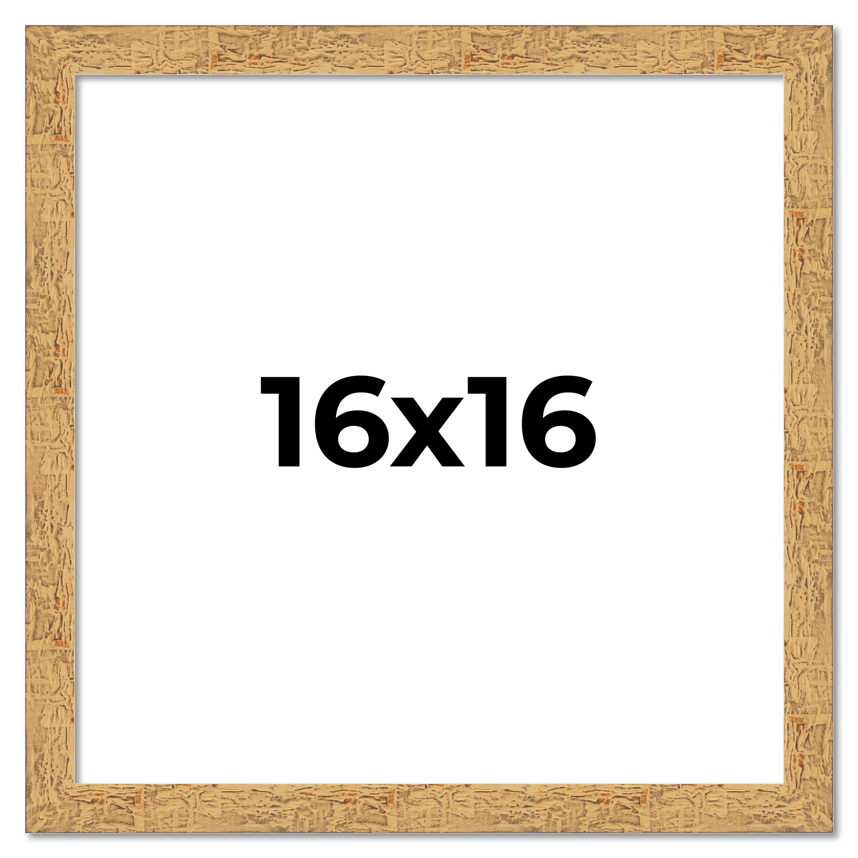 16x16 Frame Beige Real Wood Picture Frame Width 1.25 inches | Interior Frame Dep main product image