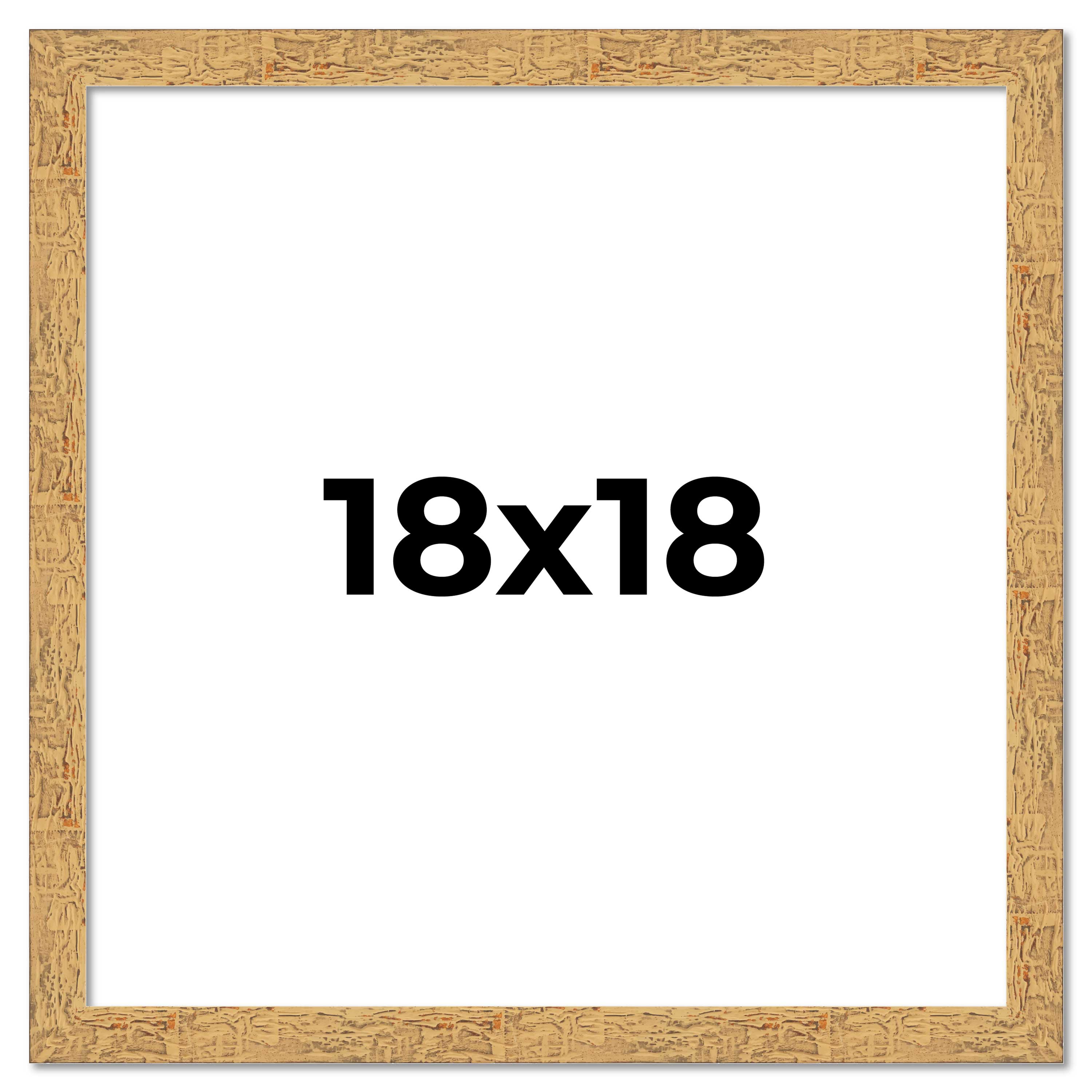 18×18 Frame Beige Real Wood Picture Frame Width 1.25 inches | Interior Frame Dep