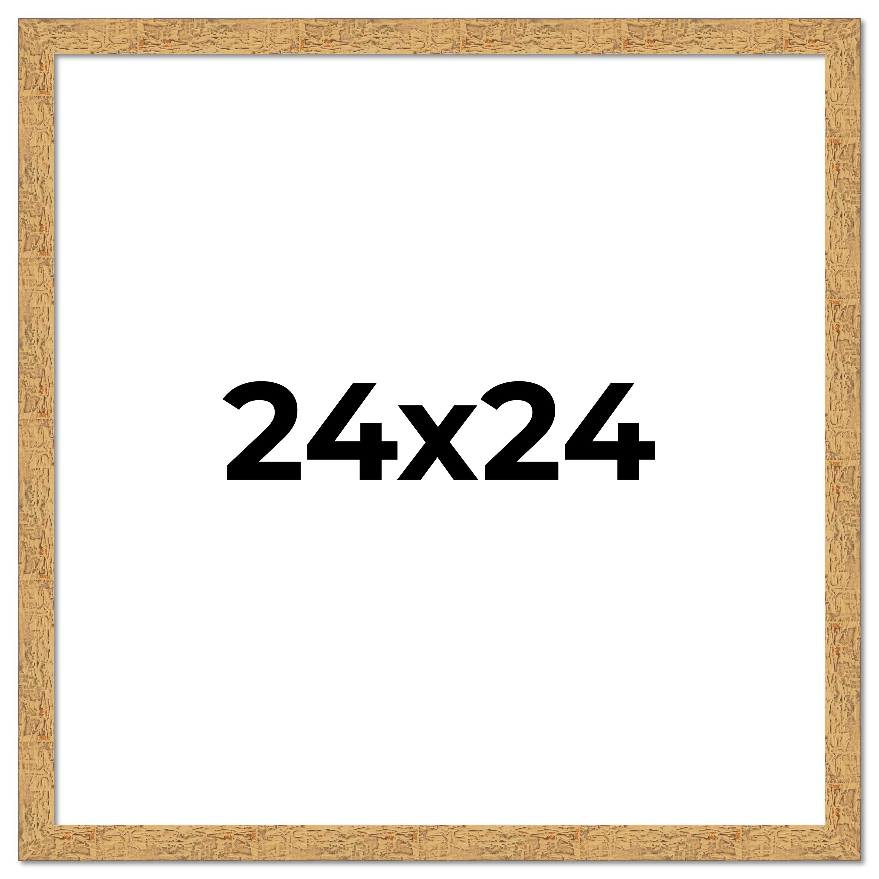 24×24 Frame Beige Real Wood Picture Frame Width 1.25 inches | Interior Frame Dep