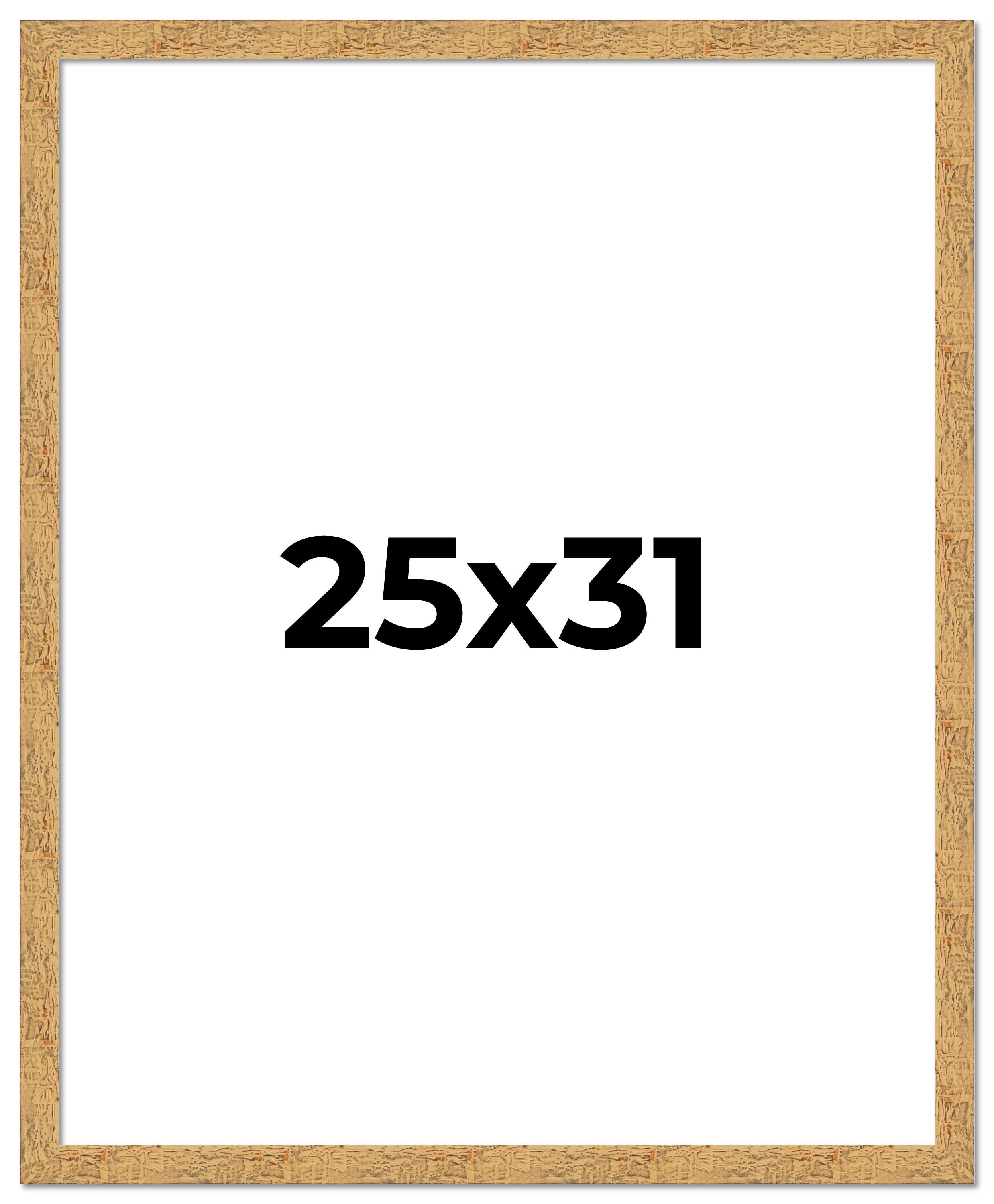 25×31 Frame Beige Real Wood Picture Frame Width 1.25 inches | Interior Frame Dep