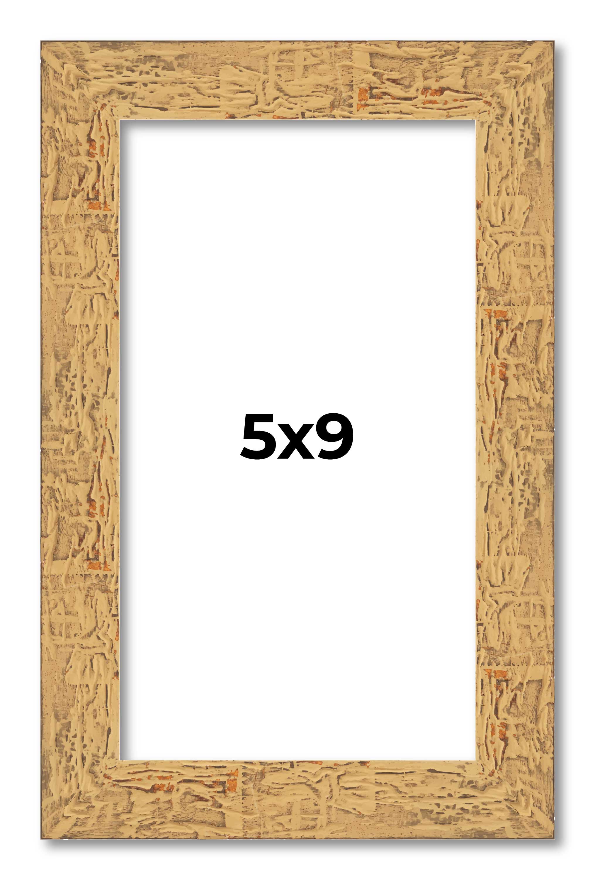 5×9 In Frame Beige Real Wood Picture Frame Width 1.25 inches | Interior Frame De