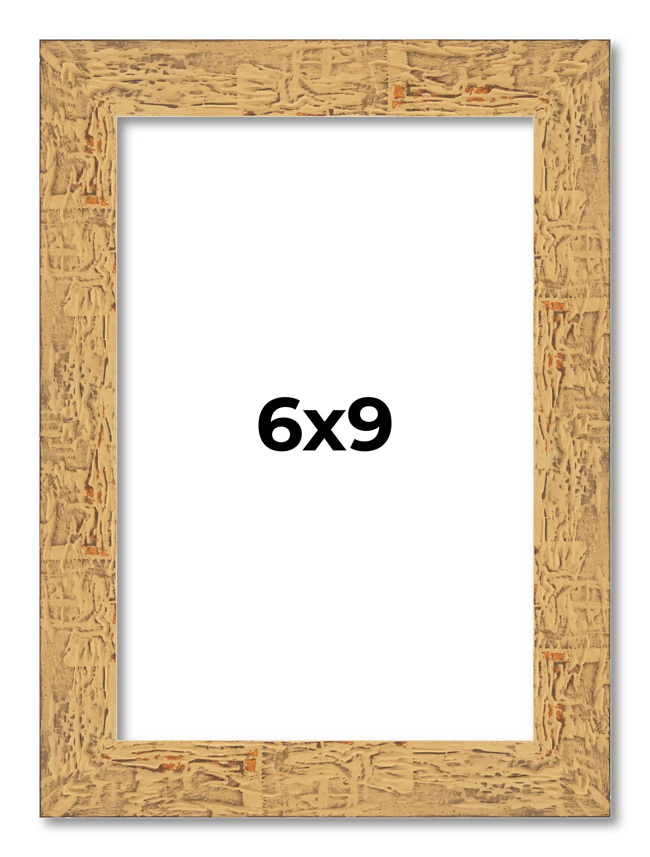 6x9 Frame Beige Real Wood Picture Frame Width 1.25 inches | Interior Frame Depth main product image