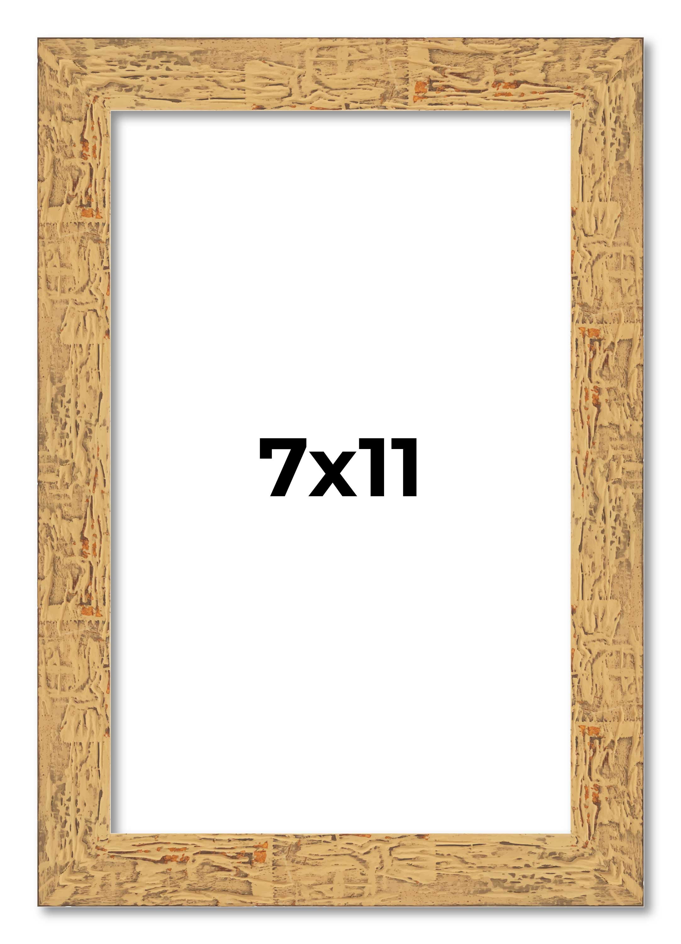 7×11 Frame Beige Real Wood Picture Frame Width 1.25 inches | Interior Frame Dept